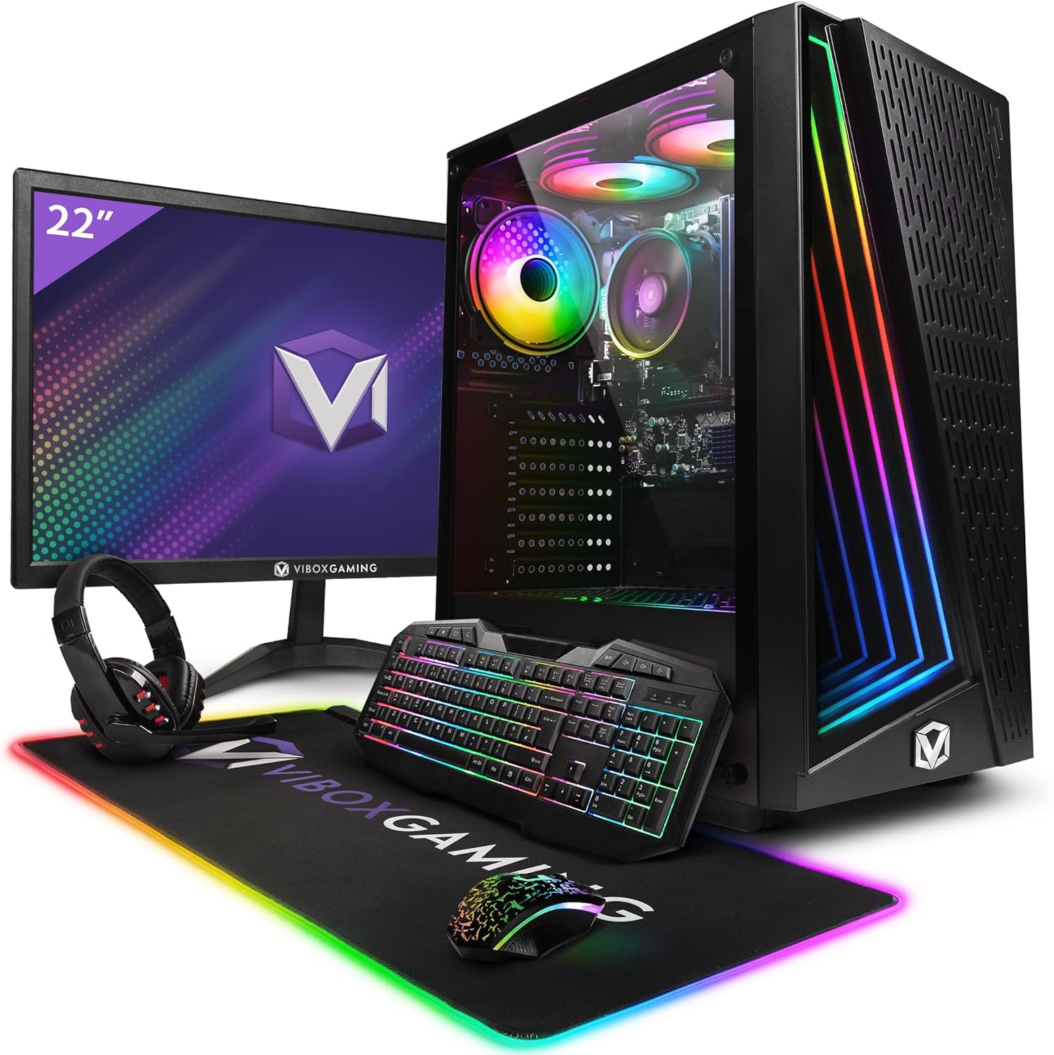 Vibox I - 40 Gaming PC - 21.5" Monitor Bundle - Quad Core AMD Ryzen 3200G Processor - Radeon Vega 8 Graphics - 16GB RAM - 1TB SSD - Windows 11 - WiFi - Amazing Gadgets Outlet