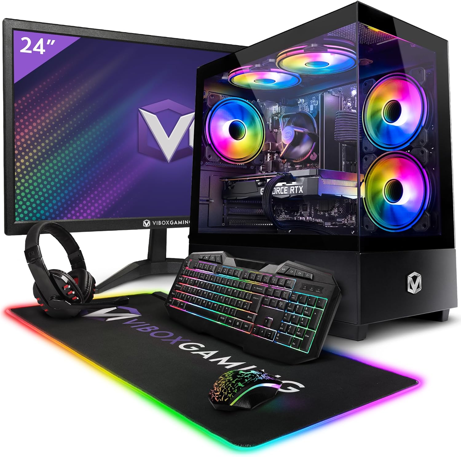 Vibox II - 14 Gaming PC - 24" Monitor Bundle - Six Core Intel i5 11400F Processor - Nvidia RTX 3050 6GB Graphics Card - 16GB RAM - 1TB NVMe SSD - Windows 11 - WiFi - Amazing Gadgets Outlet