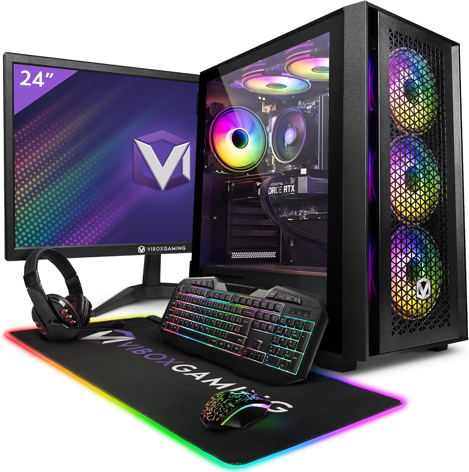 Vibox V - 2 Gaming PC - 24" Monitor Bundle - AMD Ryzen 5 4500 Processor - Nvidia GTX 1650 4GB Graphics Card - 16GB RAM - 480GB SSD - Windows 11 - WiFi - Amazing Gadgets Outlet