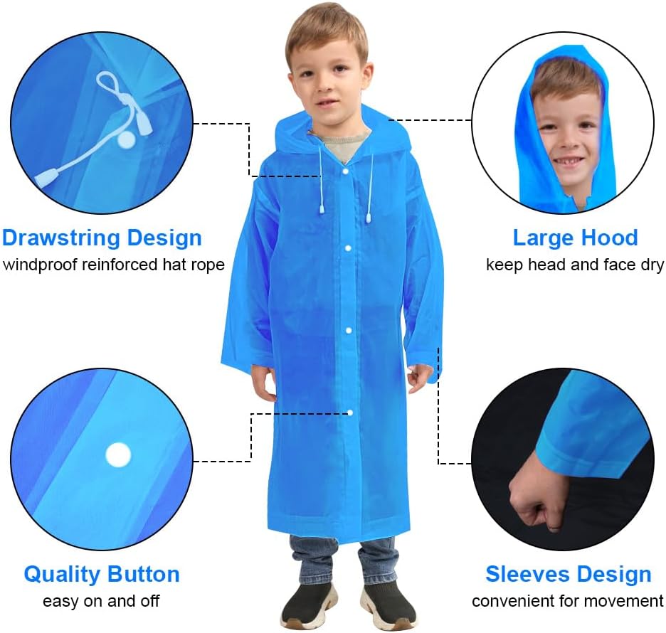 Vicloon Portable Raincoat, Rain Poncho Waterproof with Hoods and Sleeves, Reusable Rain Resistant Poncho for Camping, Emergency Situations, Travel - Amazing Gadgets Outlet