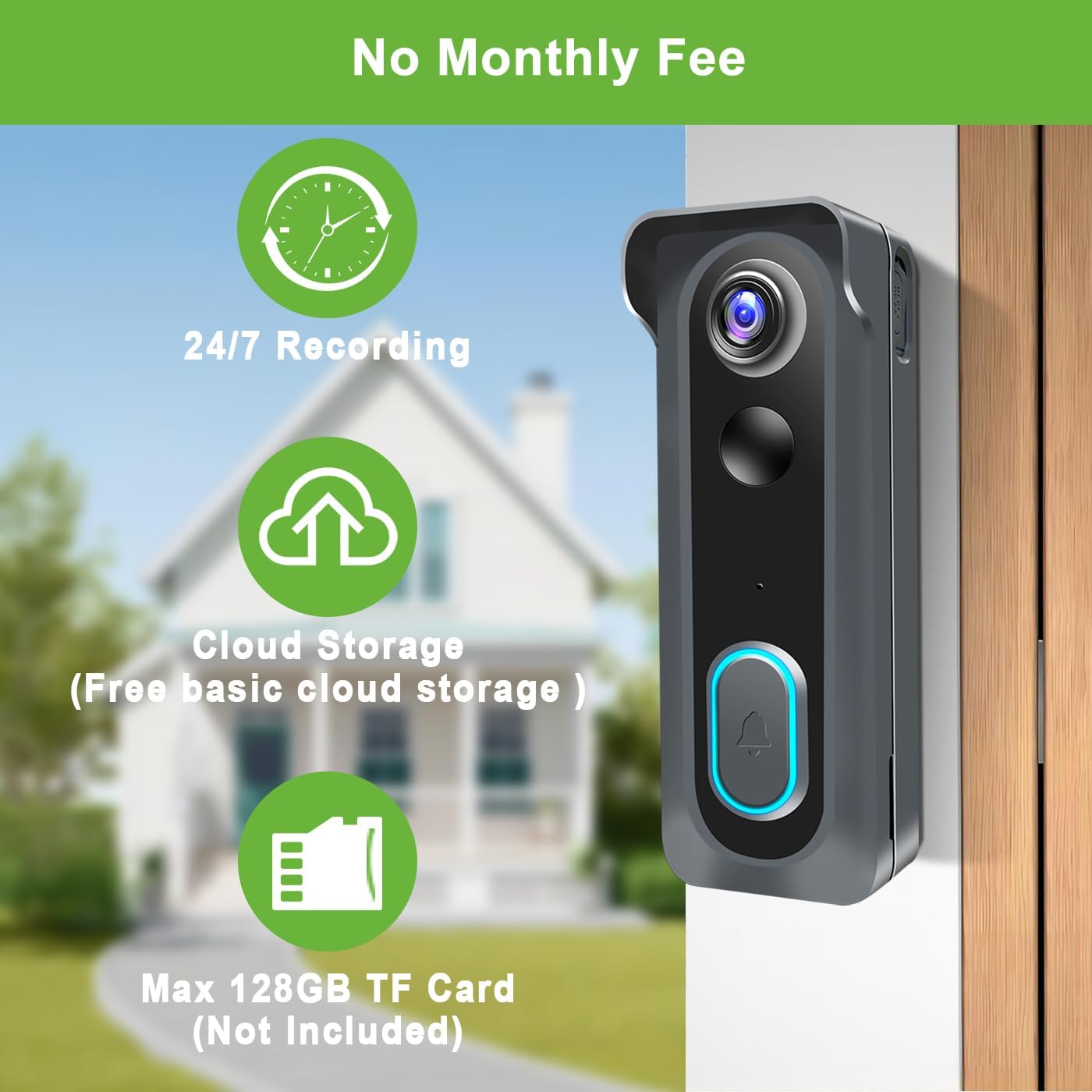 Video Doorbell Camera Wireless with Chime, 1080P WiFi Smart Doorbell, Voice Changer, PIR Motion Detection, 2 - Way Audio, Night Vision, 2.4G, IP66, Battery Powered, Works with Alexa & Google Home - Amazing Gadgets Outlet