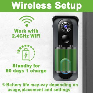 Video Doorbell Camera Wireless with Chime, 1080P WiFi Smart Doorbell, Voice Changer, PIR Motion Detection, 2 - Way Audio, Night Vision, 2.4G, IP66, Battery Powered, Works with Alexa & Google Home - Amazing Gadgets Outlet