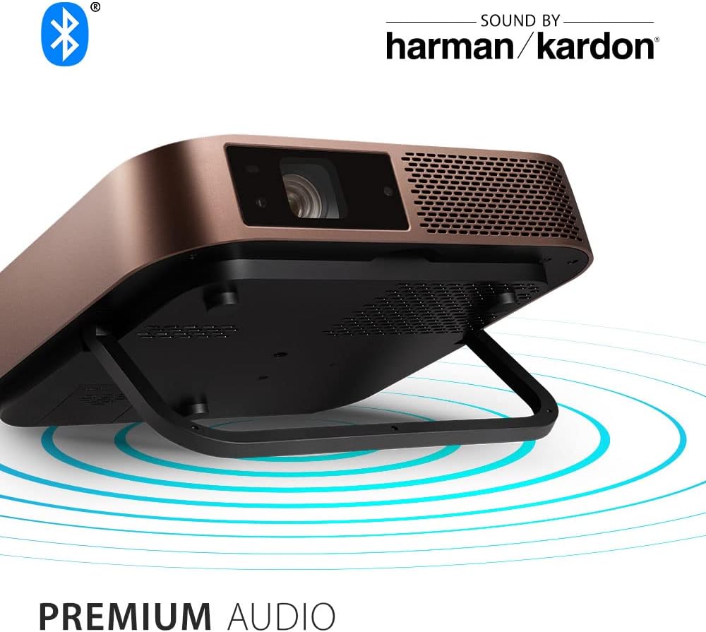 ViewSonic M2 Full HD Smart Portable LED Projector for Gaming, Family & Home Entertainment with WiFi Bluetooth and Harman Kardon Audio - Metallic Bronze - Amazing Gadgets Outlet