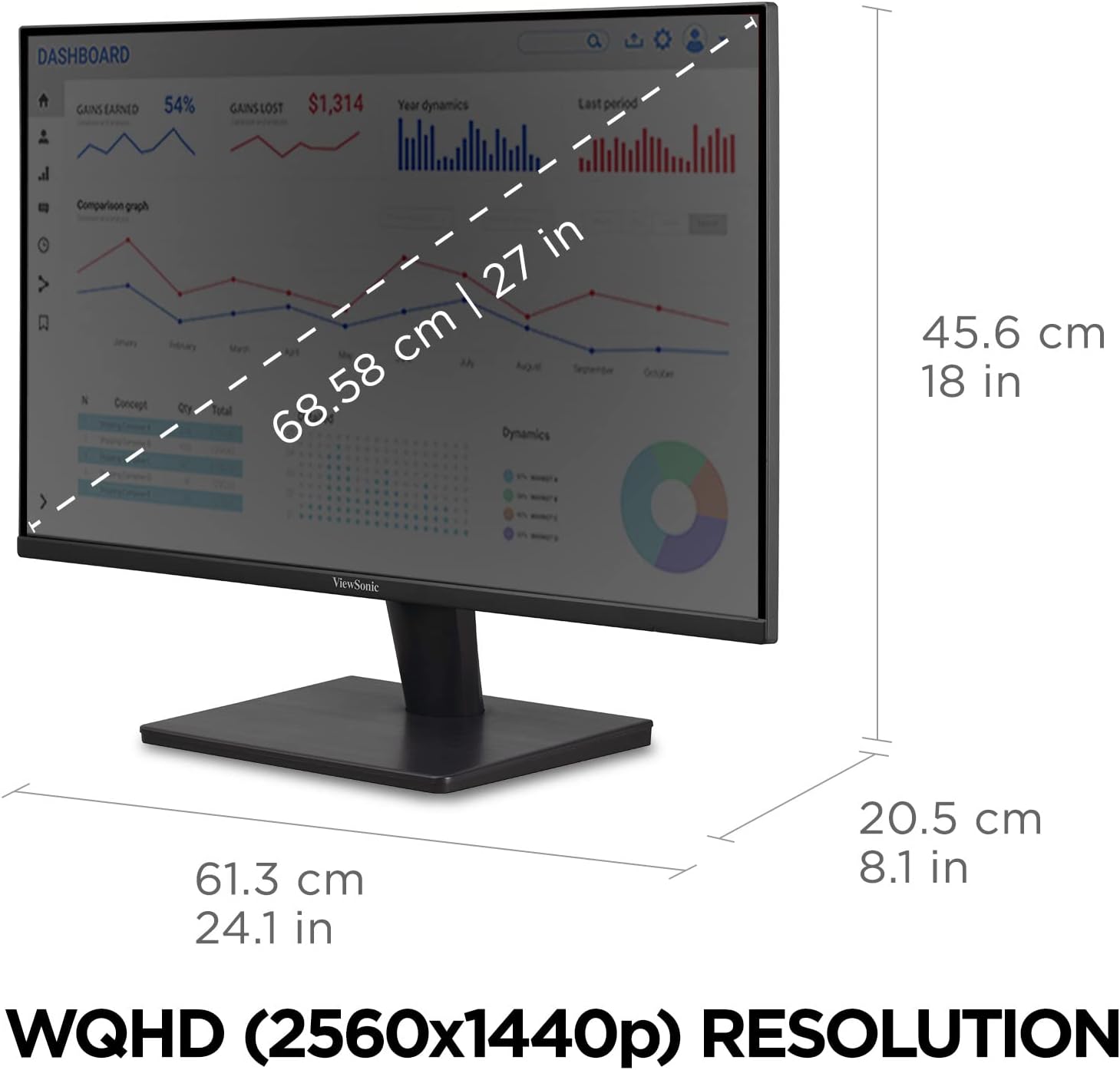 ViewSonic VA2715 - 2K - MHD 27 - inch 2K WQHD Monitor with Frameless Design 2x HDMI, DisplayPort, Speakers, Eye Care for Work and Study at Home - Amazing Gadgets Outlet