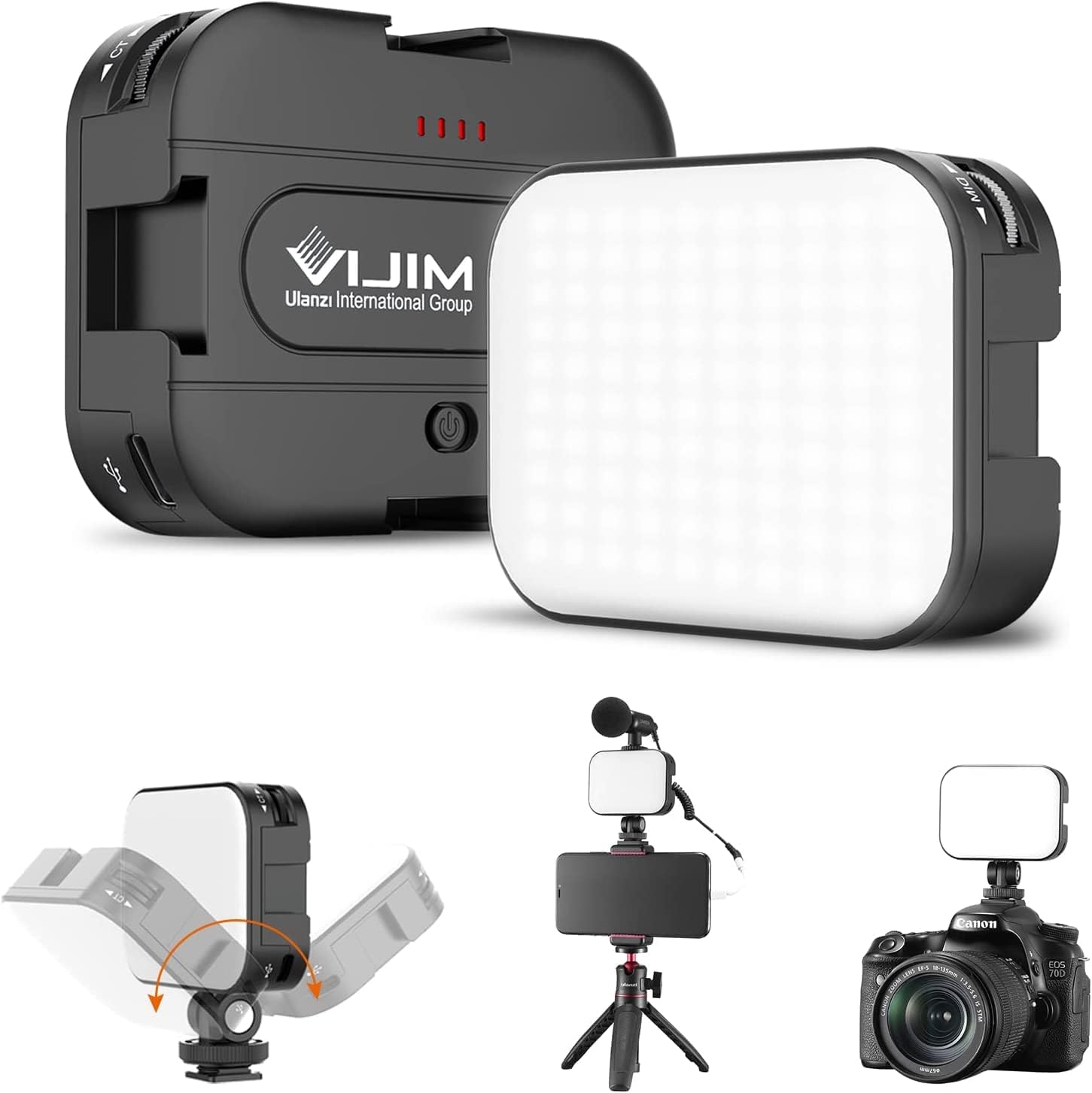 VIJIM VL100C Portable LED light, LED Camera Light Dimmable 3200 - 6500K with Cold Shoe Mount, for Sony, Nikon, Canon DSLR Camera and Vlogging, Youtube, TikTok Live Streaming and Photography Portrait - Amazing Gadgets Outlet