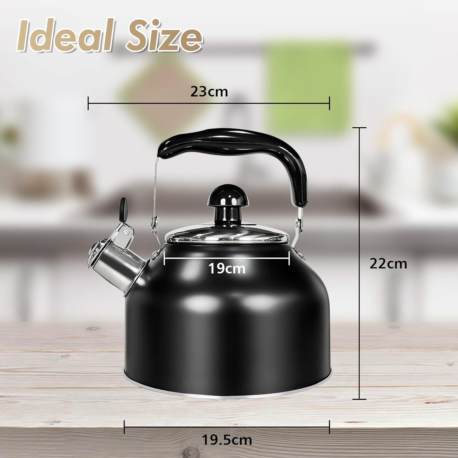 Vinekraft Stove Top Kettle, 2.7L Whistling Kettle, Stainless Steel Camping Kettle Teapot for Gas Hobs, Induction and Electric Hobs (Matte Black) - Amazing Gadgets Outlet