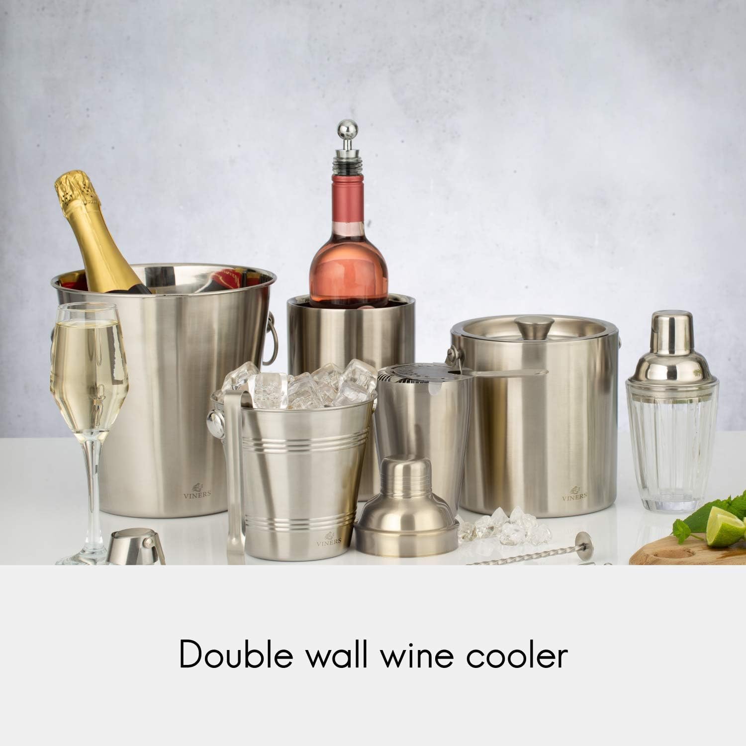 Viners Barware Silver 1.3 Litre Double Wall Wine Cooler - Amazing Gadgets Outlet