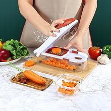 Vinsani® Kitchen Vegetable Cutter Onion Garlic Fruits Cheese Food Cutter Potato Chopper Salad Slicer with 3 Interchangeable Blade Inserts Set Stainless Steel - Amazing Gadgets Outlet