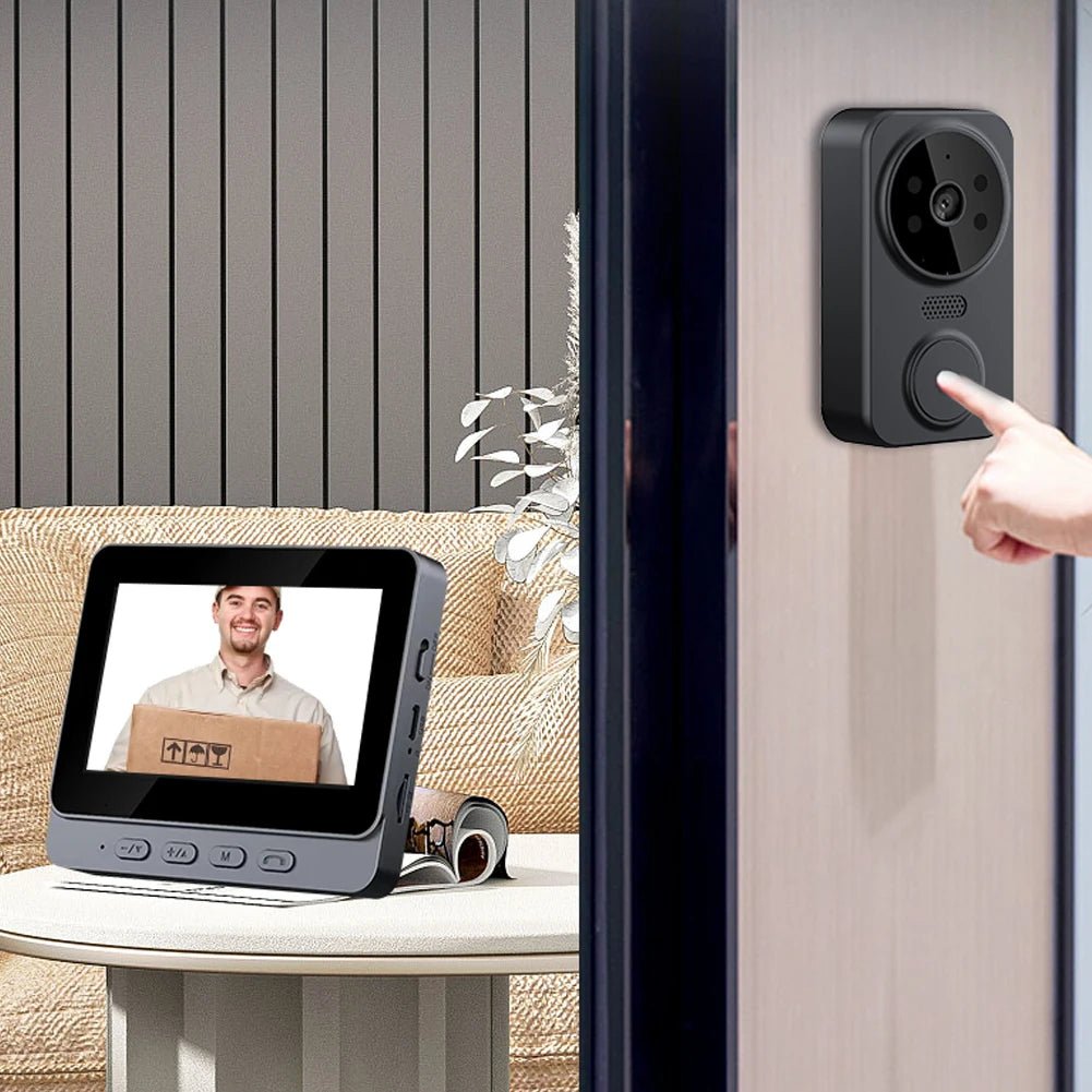 Visual Doorbell IR Night Vision Wireless Door Bell HD 4.3inch IPS Screen Doorbell Camera 2.4G for Villa Home Office Apartment - Amazing Gadgets Outlet