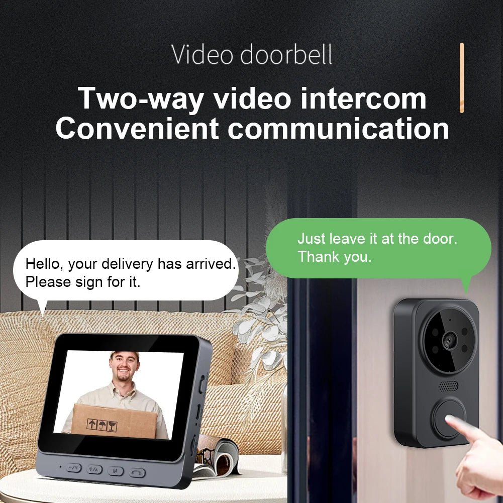Visual Doorbell IR Night Vision Wireless Door Bell HD 4.3inch IPS Screen Doorbell Camera 2.4G for Villa Home Office Apartment - Amazing Gadgets Outlet