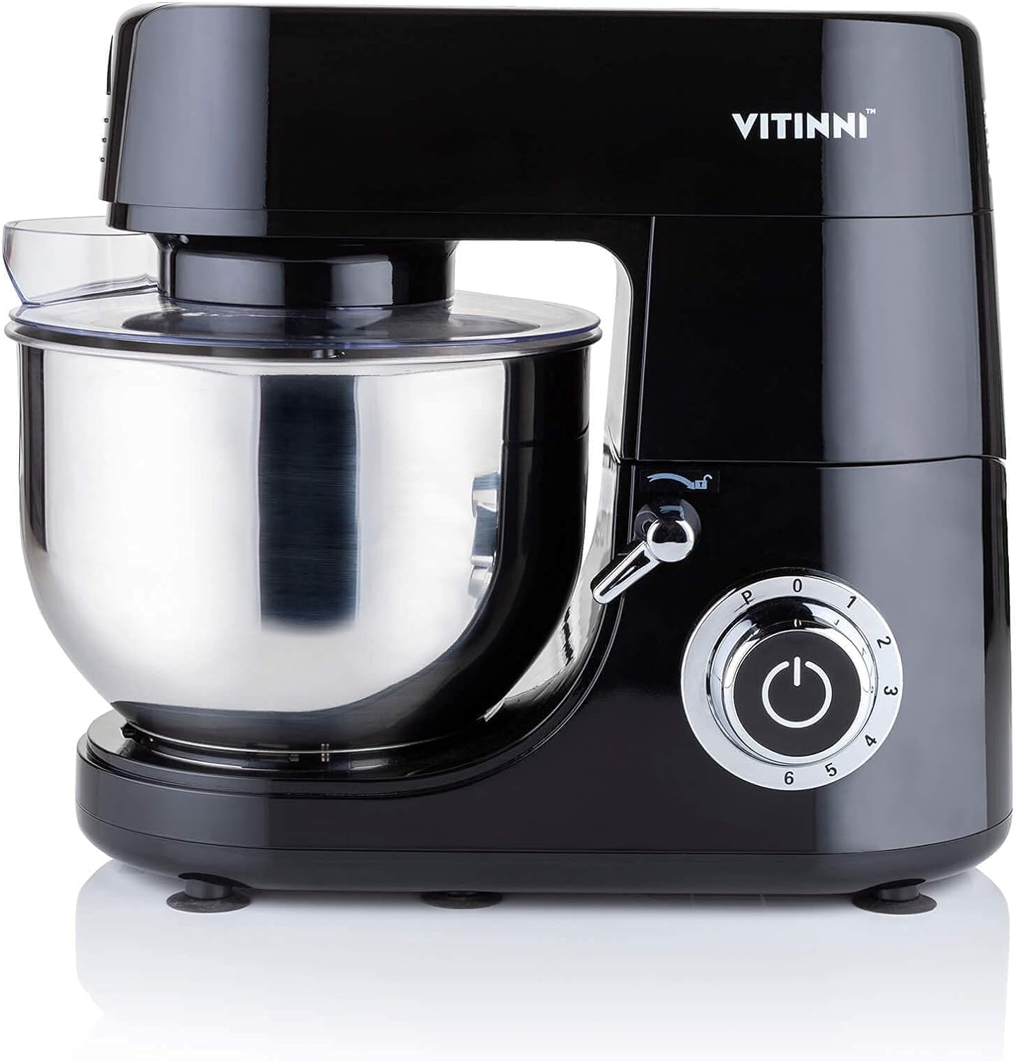 Vitinni Stand Mixer – Powerful 1500W Baking Mixer, 6L Stainless Steel Bowl, Digital Timer 6 Speed Control, 3 Multipurpose Attachments Included, Whisk, Flat Beater & Dough Hook, Splash Guard, Black - Amazing Gadgets Outlet