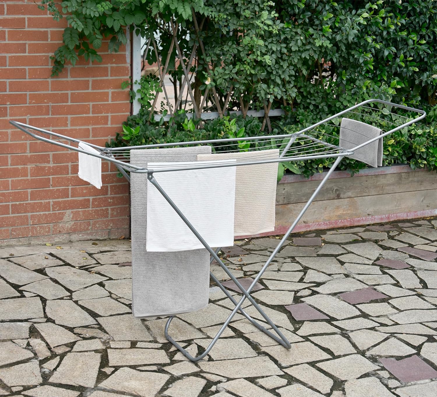 Vivo Technologies Clothes Airer Drying Rack Winged Drying 18M Indoor Outdoor Laundry Washing Line,Metal Foldable Laundry Drying Horse Rack 182x50x100cm - Amazing Gadgets Outlet