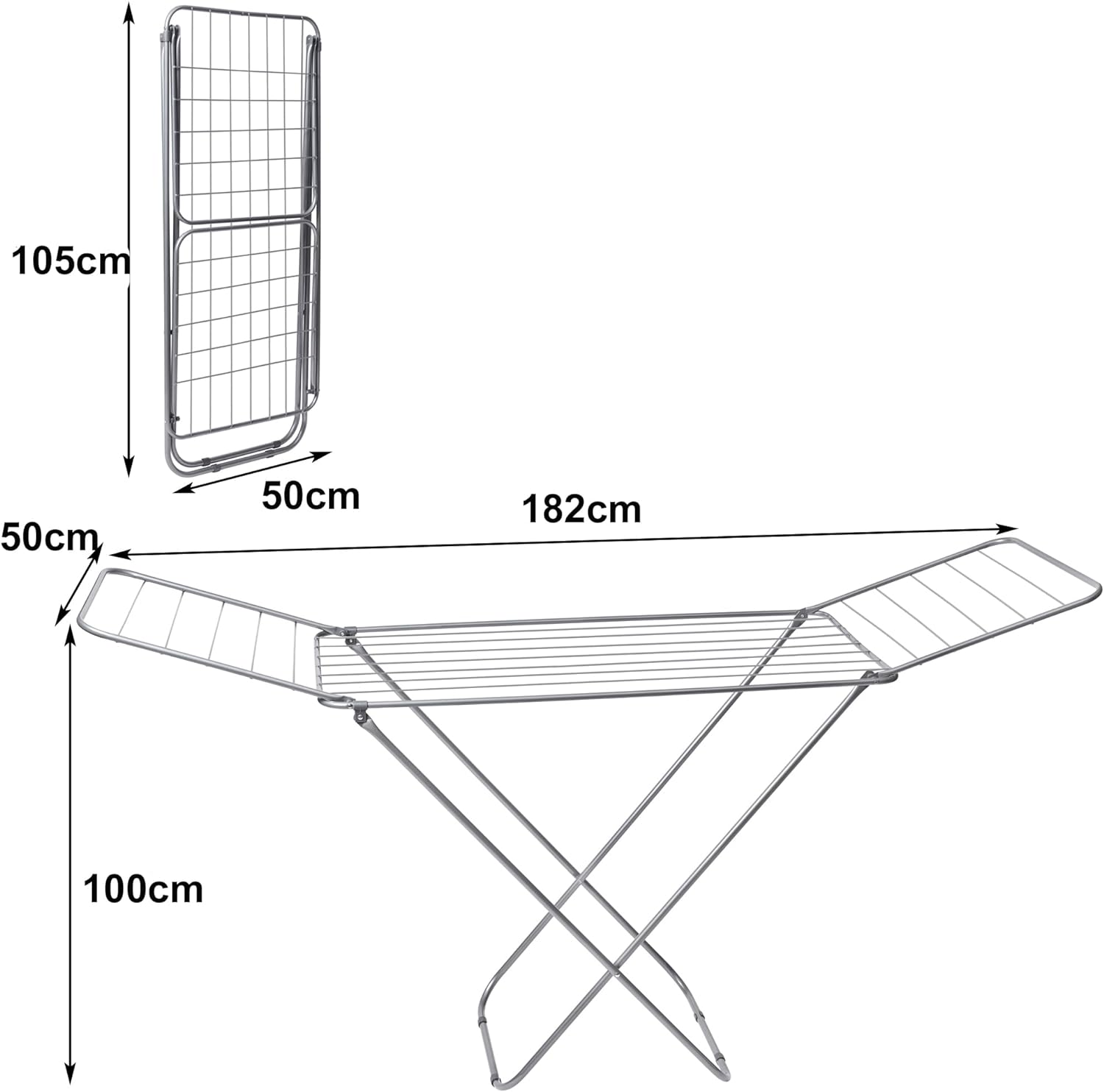 Vivo Technologies Clothes Airer Drying Rack Winged Drying 18M Indoor Outdoor Laundry Washing Line,Metal Foldable Laundry Drying Horse Rack 182x50x100cm - Amazing Gadgets Outlet