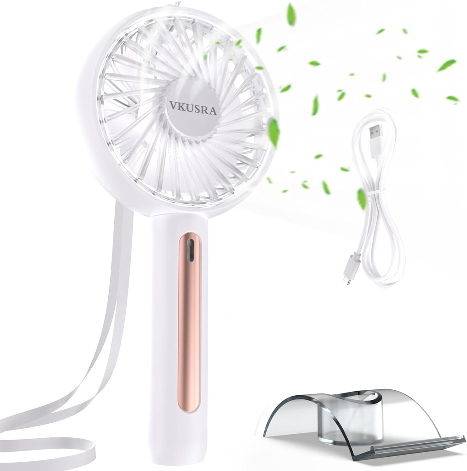 VKUSRA Powerful Handheld Fan, Portable Fan Hand Held Fans with 4 Speeds & Built - in Rechargeable Battery, USB Desk Fan with Cellphone Stand & Adjustable Angle for Travel Office School Home Outdoor - Amazing Gadgets Outlet