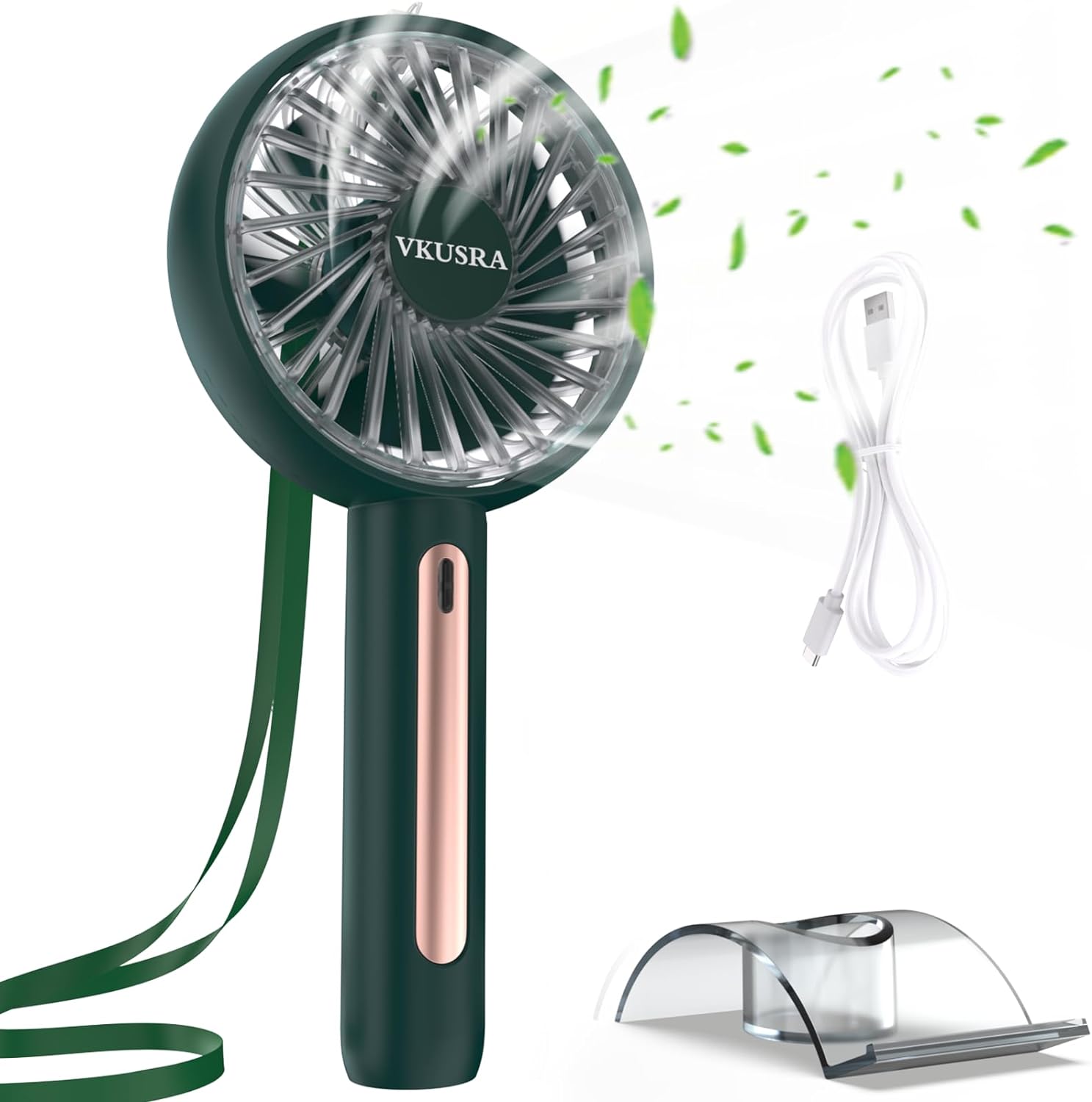 VKUSRA Powerful Handheld Fan, Portable Fan Hand Held Fans with 4 Speeds & Built - in Rechargeable Battery, USB Desk Fan with Cellphone Stand & Adjustable Angle for Travel Office School Home Outdoor - Amazing Gadgets Outlet