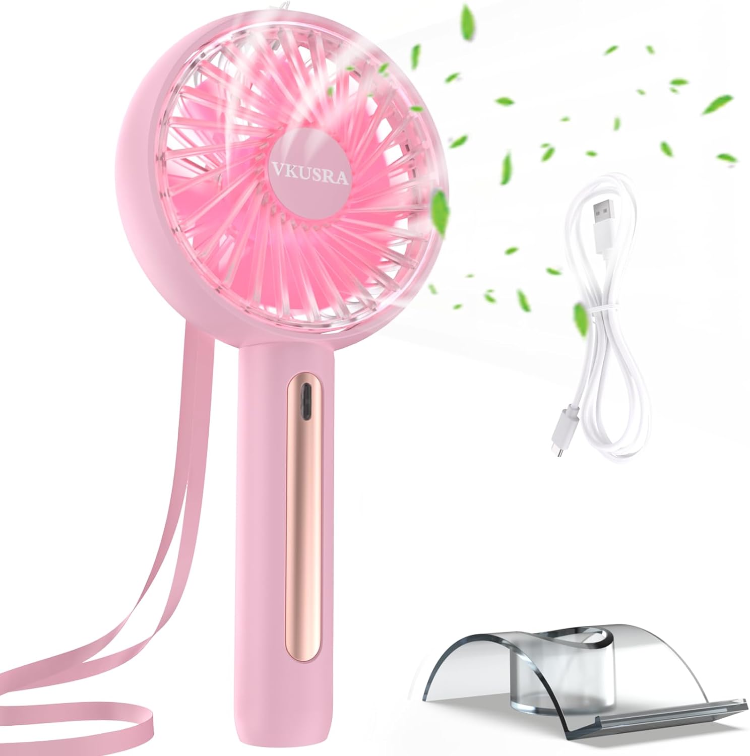 VKUSRA Powerful Handheld Fan, Portable Fan Hand Held Fans with 4 Speeds & Built - in Rechargeable Battery, USB Desk Fan with Cellphone Stand & Adjustable Angle for Travel Office School Home Outdoor - Amazing Gadgets Outlet