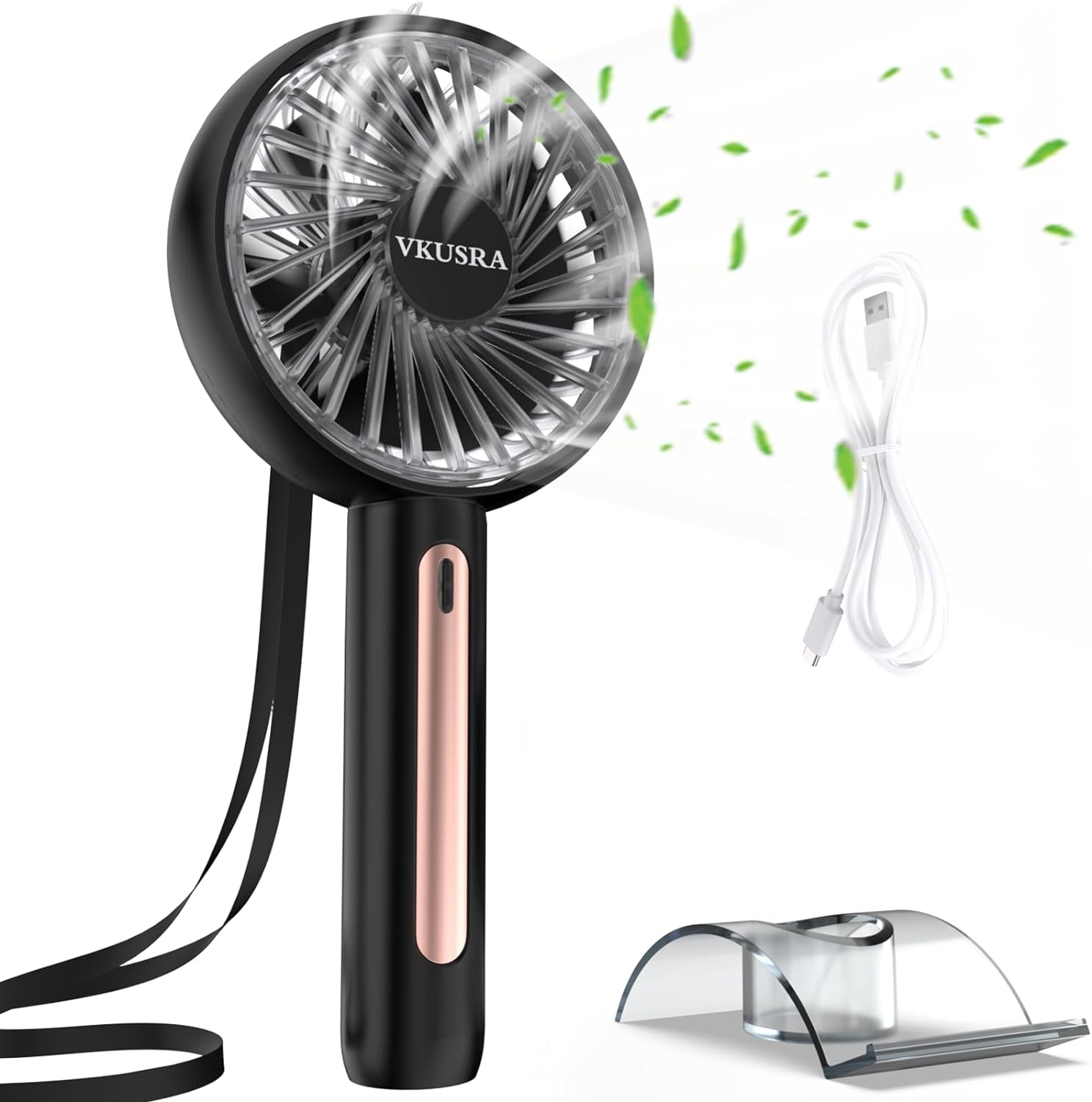 VKUSRA Powerful Handheld Fan, Portable Fan Hand Held Fans with 4 Speeds & Built - in Rechargeable Battery, USB Desk Fan with Cellphone Stand & Adjustable Angle for Travel Office School Home Outdoor - Amazing Gadgets Outlet