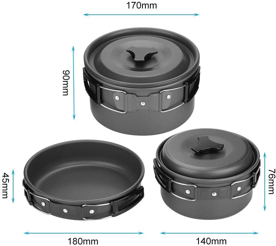 VOBOR Camping Cookware - Non Stick Folding Pot Pan,Outdoor Camping Picnic Barbecue Cooking pot Set Cookware for 2 - 3 People - Amazing Gadgets Outlet