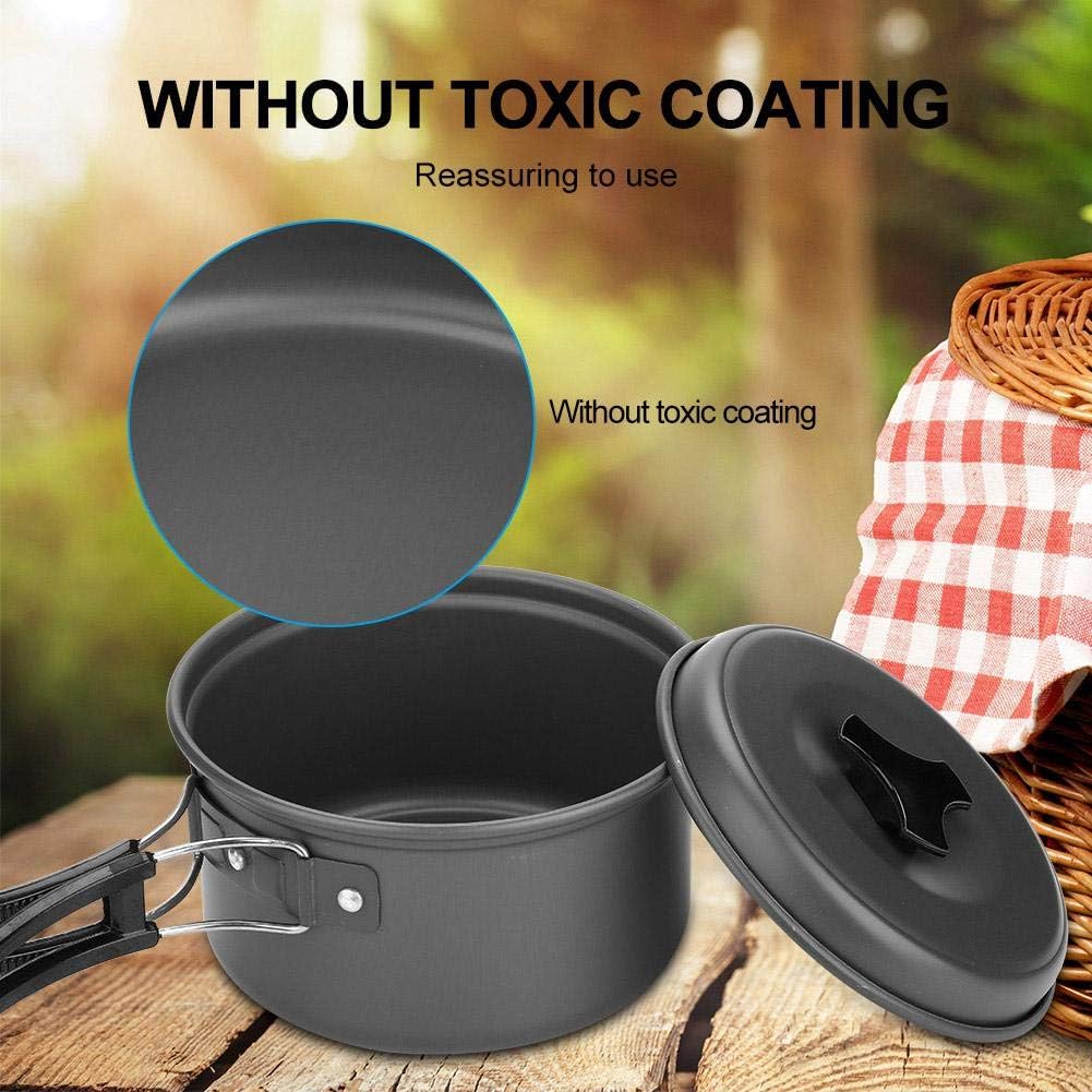 VOBOR Camping Cookware - Non Stick Folding Pot Pan,Outdoor Camping Picnic Barbecue Cooking pot Set Cookware for 2 - 3 People - Amazing Gadgets Outlet