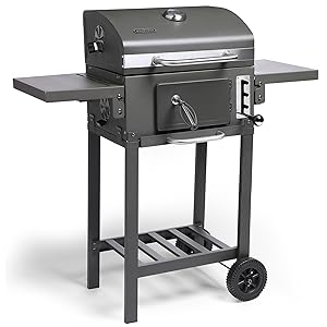 VonHaus Charcoal BBQ – Barbecue with Warming Rack, Adjustable Height, Temperature Gauge – Portable, Ash Catcher, Additional Storage Shelf, 2 Foldable Side Tables, Wheels – Grill Meat, Fish & Veg   Import  Single ASIN  Import  Multiple ASIN ×Produ - Amazing Gadgets Outlet