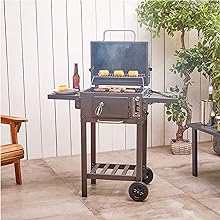 VonHaus Charcoal BBQ – Barbecue with Warming Rack, Adjustable Height, Temperature Gauge – Portable, Ash Catcher, Additional Storage Shelf, 2 Foldable Side Tables, Wheels – Grill Meat, Fish & Veg   Import  Single ASIN  Import  Multiple ASIN ×Produ - Amazing Gadgets Outlet