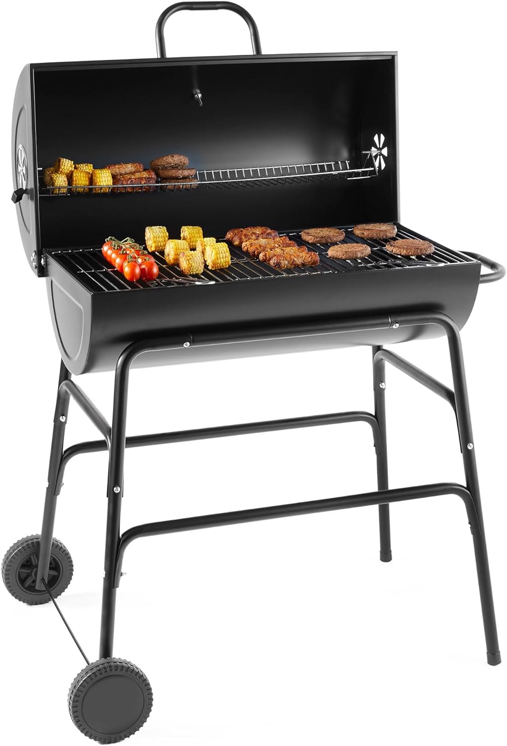 VonHaus Charcoal BBQ – Portable Barrel Barbecue with Warming Rack, Temperature Gauge, Wheels, Large Cooking Grill, Air Vents – 2 in 1 Barbeque and Smoker – Grill Meat, Fish & Vegetables   Import  Single ASIN  Import  Multiple ASIN ×Product custom - Amazing Gadgets Outlet