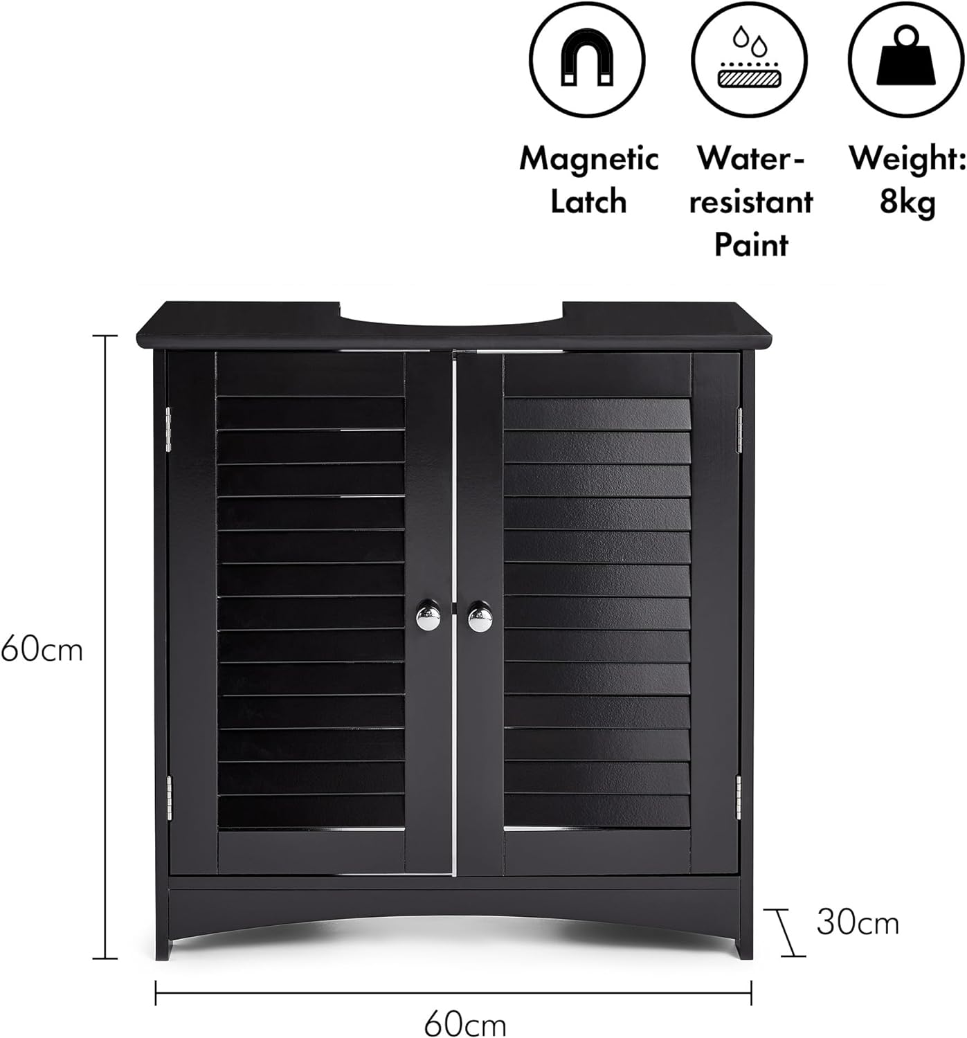 VonHaus Under Sink Bathroom Cabinet – Black Under Sink Storage for Bathroom - Freestanding Under Basin Cabinet with 2 Internal Shelves & Shutter Style Doors – Under Sink Cupboard – Shrewsbury   Import  Single ASIN  Import  Multiple ASIN ×Product - Amazing Gadgets Outlet