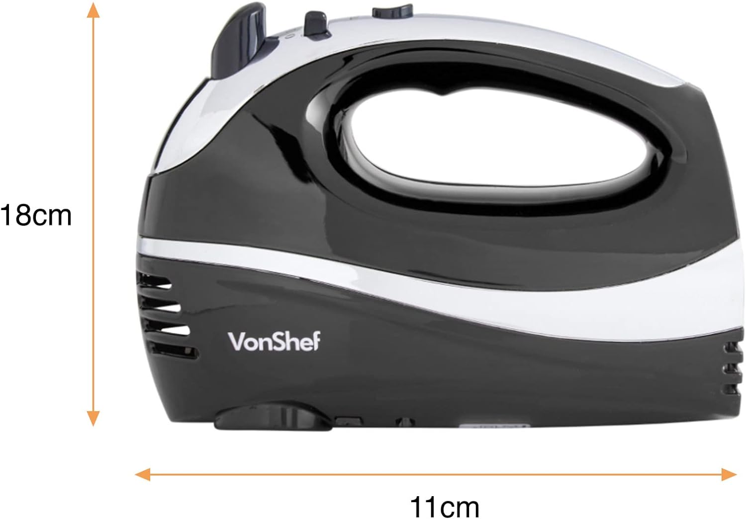 VonShef Hand Mixer Electric Whisk – Food Mixer for Baking with 5 Speeds, 300W, 2 Stainless Steel Beaters, 2 Dough Hooks & Balloon Whisk, Easy Clean, Turbo Boost, Eject Button, Compact – Black - Amazing Gadgets Outlet