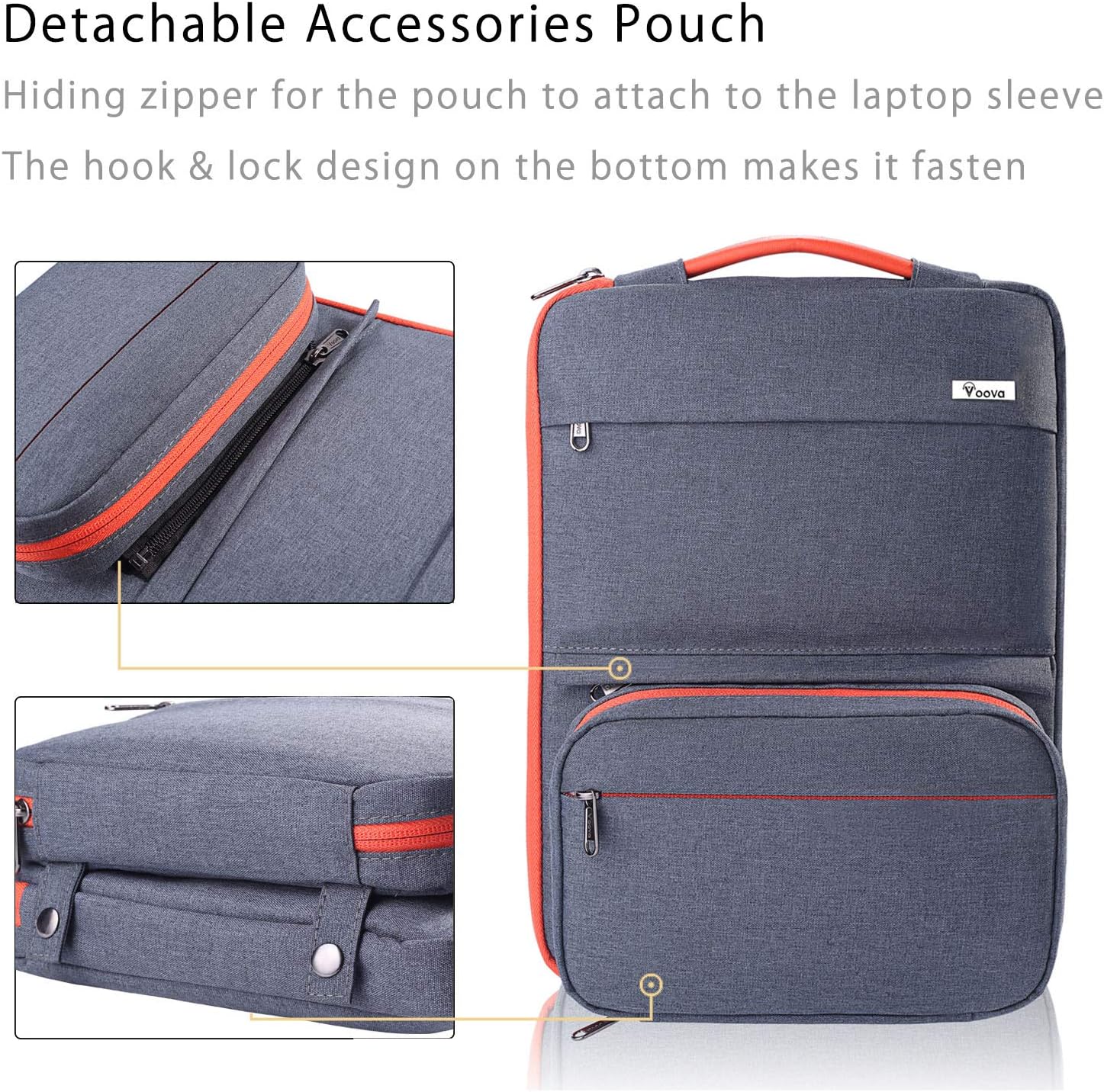 Voova Laptop Sleeve Case 13 13.3 14 Inch with Detachable Accessories Organiser Pouch,360° Protective Computer Bag Cover for MacBook Air 13 M1/M2 2020 - 2022,MacBook Pro 13/14,Chromebook 14,Dark Grey - Amazing Gadgets Outlet