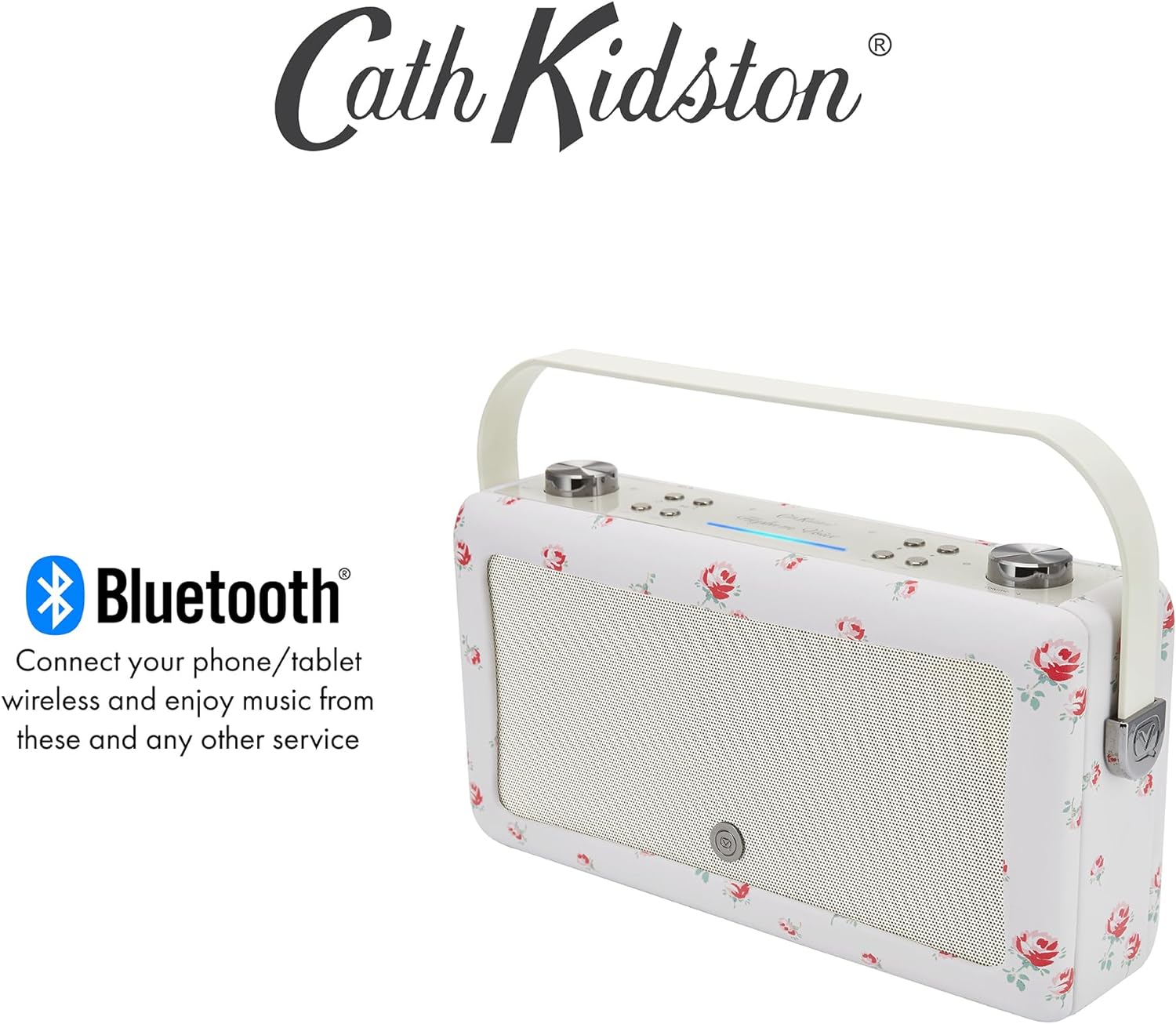 VQ Cath Kidston Hepburn Voice Amazon Alexa Voice Control Bluetooth Smart Speaker, Portable Radio with Built - in Rechargeable Battery Included - Scattered Rose - Amazing Gadgets Outlet