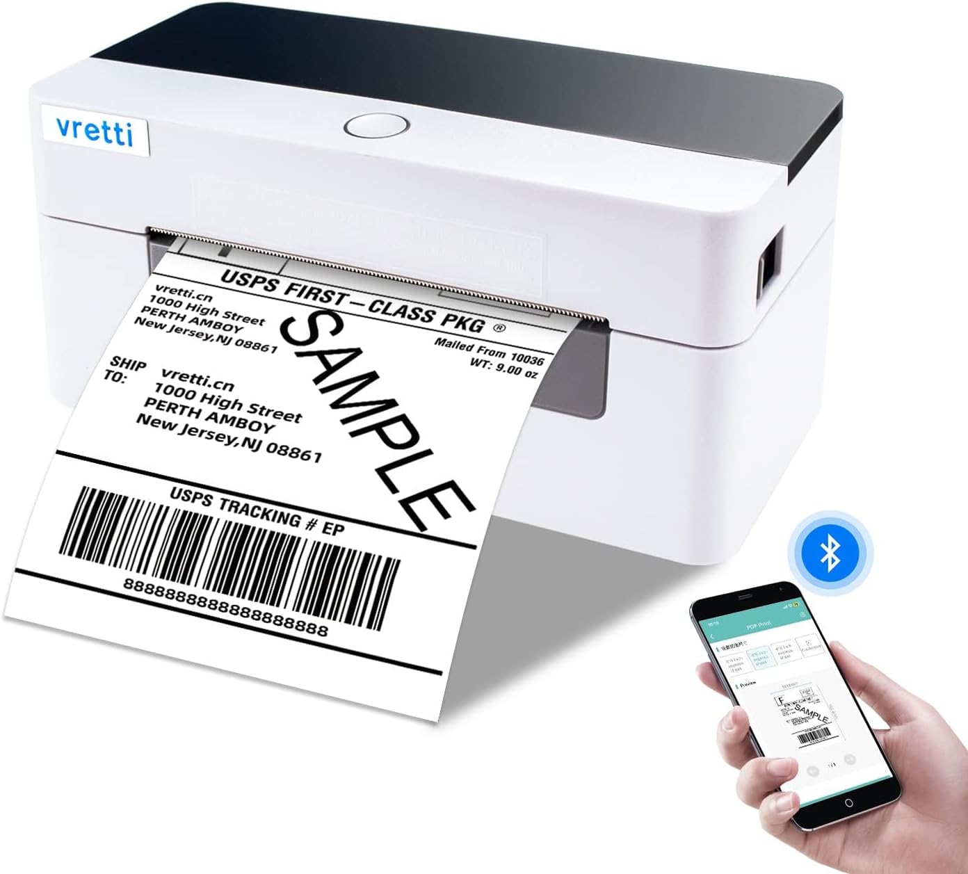 vretti Wireless Shipping Label Printer,Bluetooth Thermal Label Printer 4x6 for Shipping Label,Postage Label,Compatible with Windows,Mac OS and Linux systems, With Built in Paper Holder - Amazing Gadgets Outlet