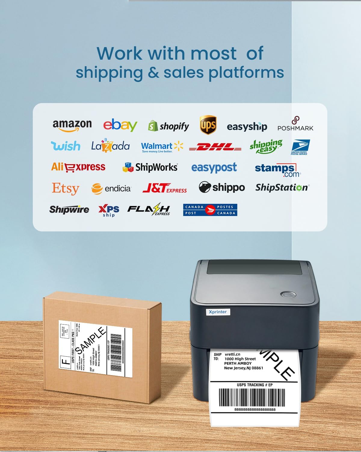 vretti Wireless Shipping Label Printer,Bluetooth Thermal Label Printer 4x6 for Shipping Label,Postage Label,Compatible with Windows,Mac OS and Linux systems, With Built in Paper Holder - Amazing Gadgets Outlet