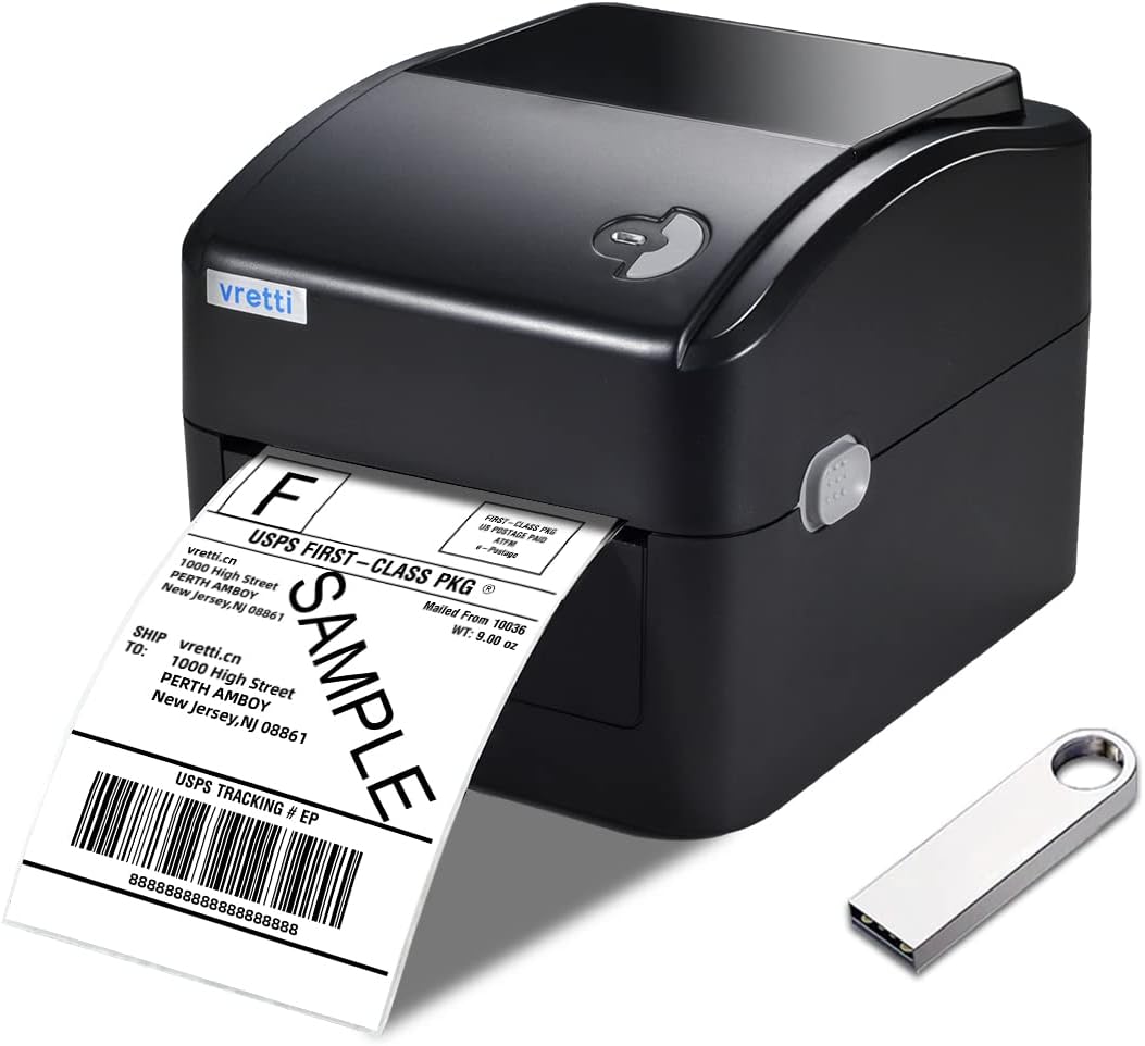 vretti Wireless Shipping Label Printer,Bluetooth Thermal Label Printer 4x6 for Shipping Label,Postage Label,Compatible with Windows,Mac OS and Linux systems, With Built in Paper Holder - Amazing Gadgets Outlet