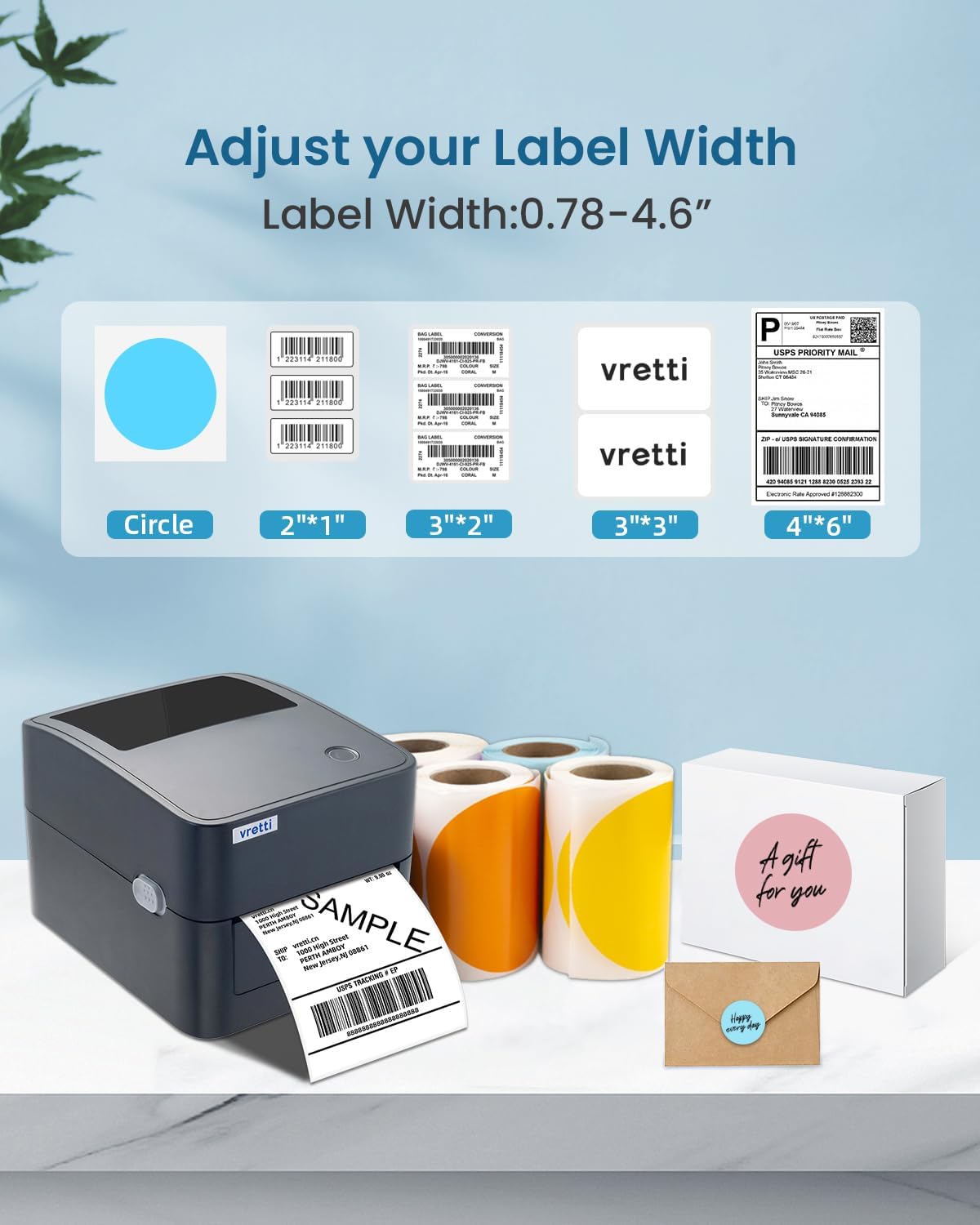 vretti Wireless Shipping Label Printer,Bluetooth Thermal Label Printer 4x6 for Shipping Label,Postage Label,Compatible with Windows,Mac OS and Linux systems, With Built in Paper Holder - Amazing Gadgets Outlet