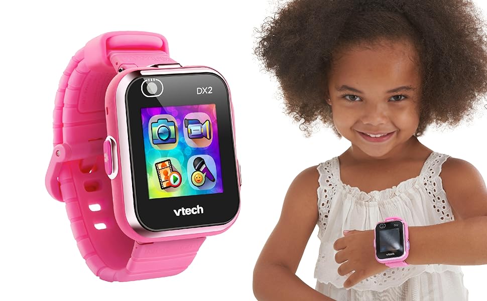 VTech Kidizoom Smart Watch DX2, Pink Watch for Kids with Games, Camera for Photos & Videos, Colour Screen, Photo Effects & More, for Infants aged 4, 5, 6, 7 + years, English Version - Amazing Gadgets Outlet