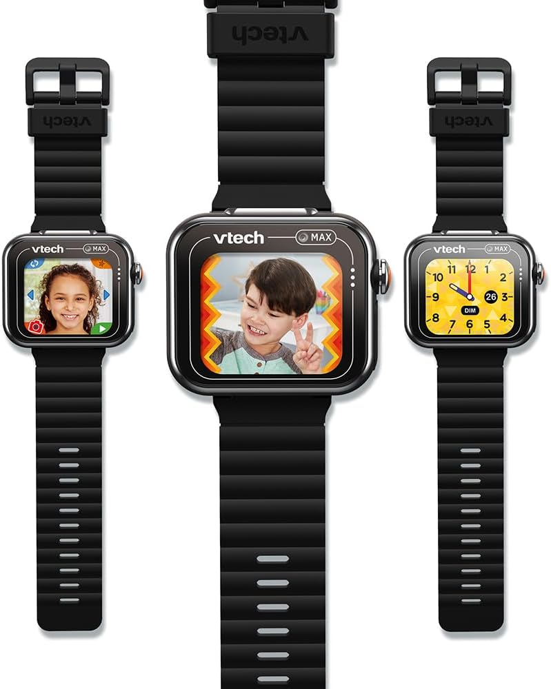 VTech - KidiZoom SmartWatch MAX Black, Children's Digital Watch, Photo, Selfie, Video, Horizontal Touch Screen, High - Tech Toy, Gift for Children and Teens from 5 to 14 Years - English Content - Amazing Gadgets Outlet