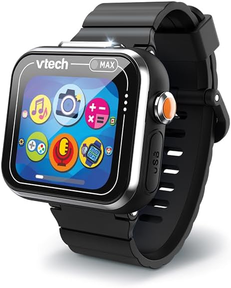 VTech - KidiZoom SmartWatch MAX Black, Children's Digital Watch, Photo, Selfie, Video, Horizontal Touch Screen, High - Tech Toy, Gift for Children and Teens from 5 to 14 Years - English Content - Amazing Gadgets Outlet