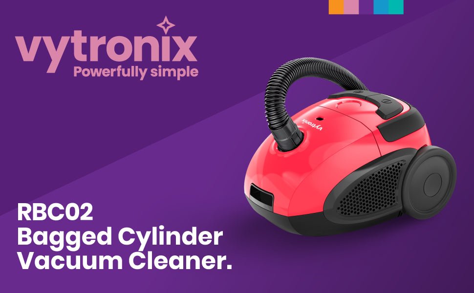 VYTRONIX RBC02 Bagged Cylinder Vacuum Cleaner, 800w High Power Motor, Compact and Lightweight Vacuum and Carpet Cleaner, High Filtration Dust Bag, Removes Dust, Dirt and Allergens - Amazing Gadgets Outlet