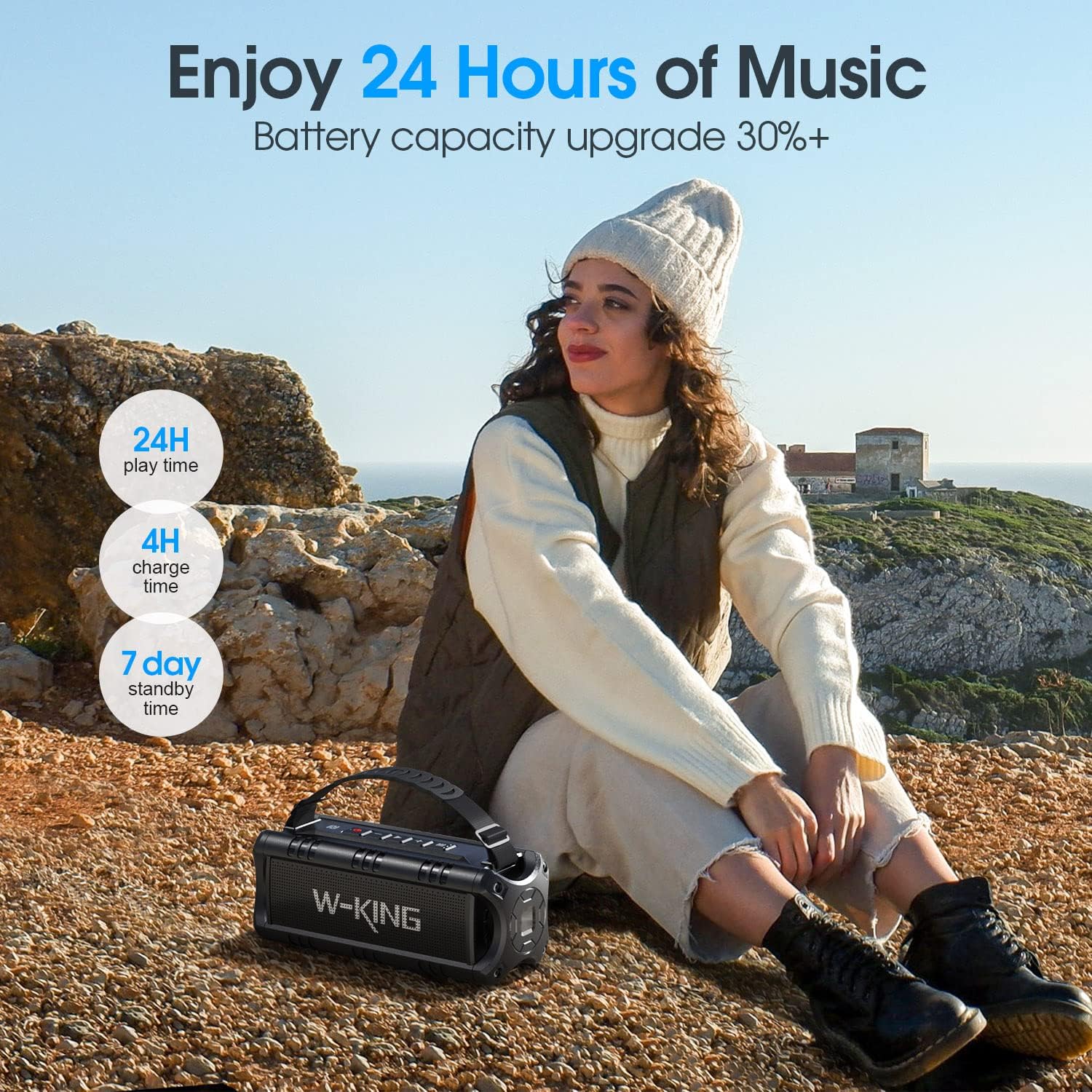 W - KING Bluetooth Speaker, 30W Portable Wireless Loud Speakers, IPX6 Waterproof Outdoor Speaker with Punchy Bass, 24H Play, EQ, AUX, TF Card, USB Playback - Powerful Speaker for Home, Party, Camping - Amazing Gadgets Outlet