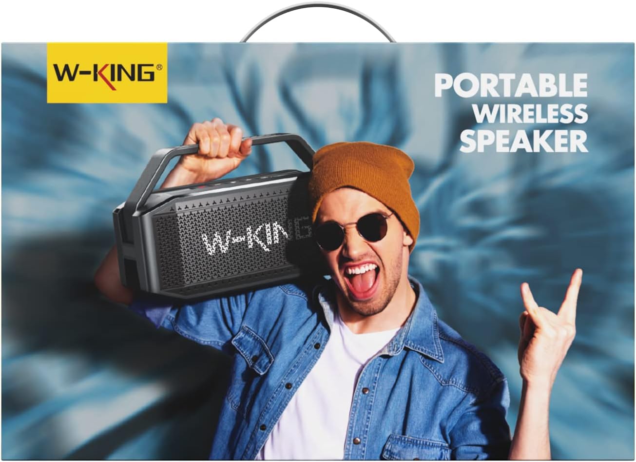 W - KING Portable Bluetooth Speaker, (100W Peak)60W RMS Loud Waterproof Bluetooth Speaker Wireless, Deep Bass/Stereo Pairing/40H/Power Bank/TF/AUX/EQ/NFC, Large Outdoor Speaker Boom box for Party, Home - Amazing Gadgets Outlet