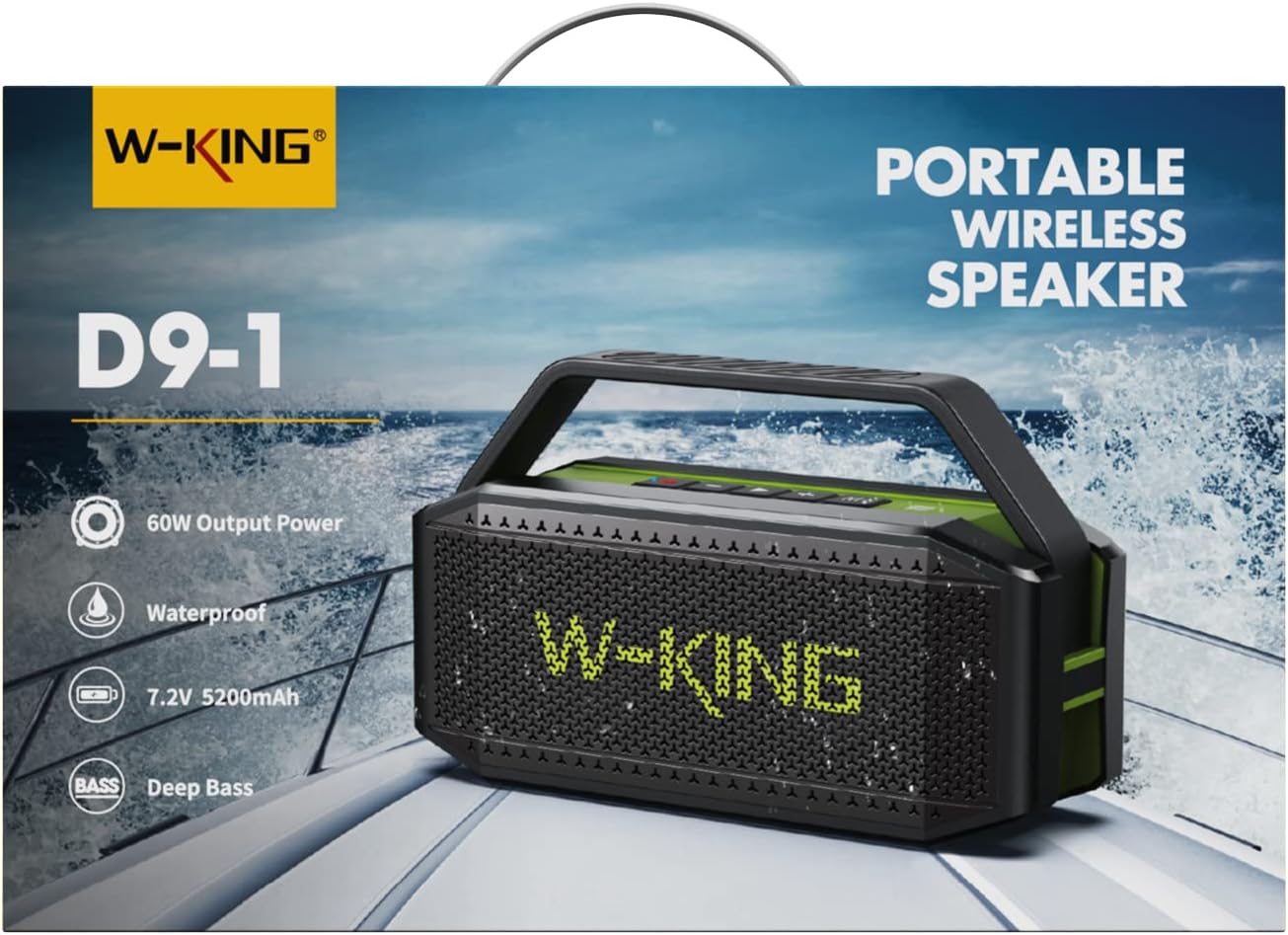 W - KING Portable Bluetooth Speaker, (100W Peak)60W RMS Loud Waterproof Bluetooth Speaker Wireless, Deep Bass/Stereo Pairing/40H/Power Bank/TF/AUX/EQ/NFC, Large Outdoor Speaker Boom box for Party, Home - Amazing Gadgets Outlet