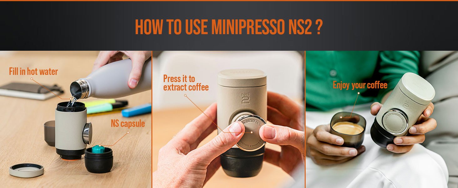 WACACO Minipresso NS2, Portable Espresso Maker Compatible with Nespresso Original Capsules and Compatibles, Manually Operated, 18 Bar Small Handheld Coffee Machine for Travel, Camping - Amazing Gadgets Outlet