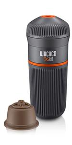 WACACO Nanopresso Portable Espresso Maker Bundled with NS Adapter, Compatible With Ground Coffee&NS Capsule, Travel Coffee Maker, 18 Bar Pressure, Manually Operated, Perfect for Camping and Adventure - Amazing Gadgets Outlet