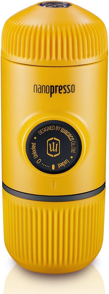 WACACO Nanopresso Portable Espresso Maker, Upgrade Version of Minipresso, 18 Bar Pressure, Yellow Patrol Edition, Small Travel Coffee Maker, Manually Operated, Compatible with Ground Coffee - Amazing Gadgets Outlet