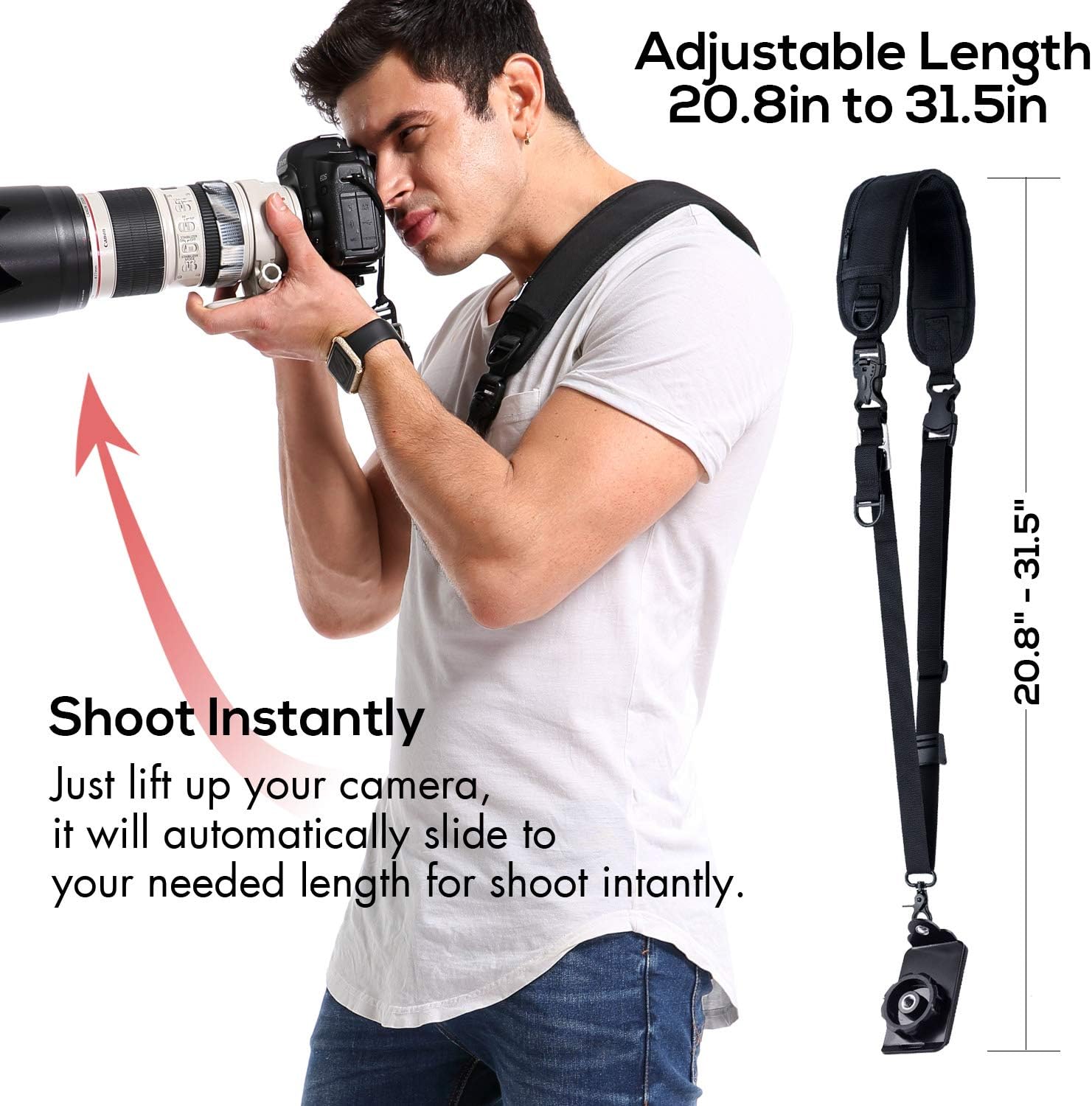 waka Camera Shoulder Strap, Anti - slip Over Shoulder Camera Sling Strap Quick Release with Safety Tether, Comfortable Camera Neck Strap for DSLR Camera - Amazing Gadgets Outlet