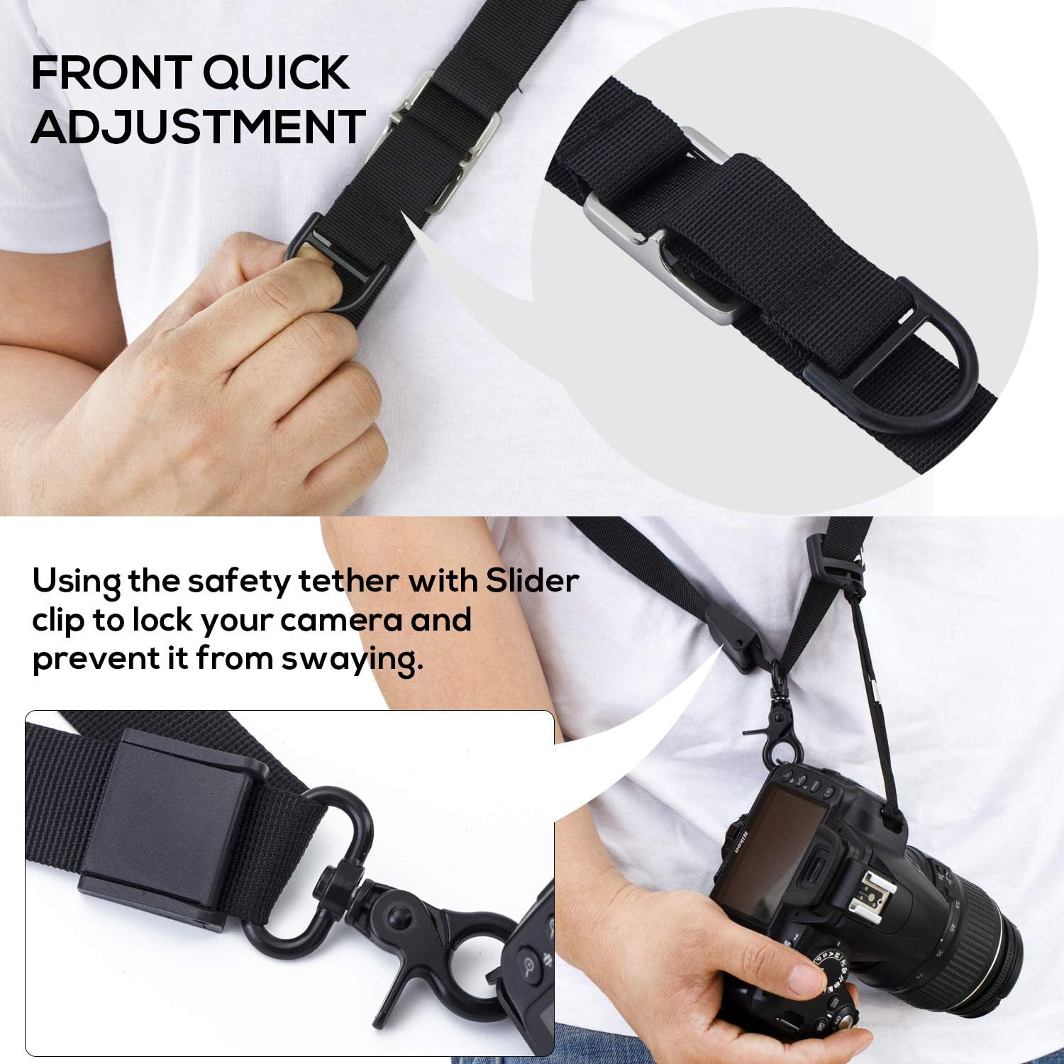 waka Camera Shoulder Strap, Anti - slip Over Shoulder Camera Sling Strap Quick Release with Safety Tether, Comfortable Camera Neck Strap for DSLR Camera - Amazing Gadgets Outlet