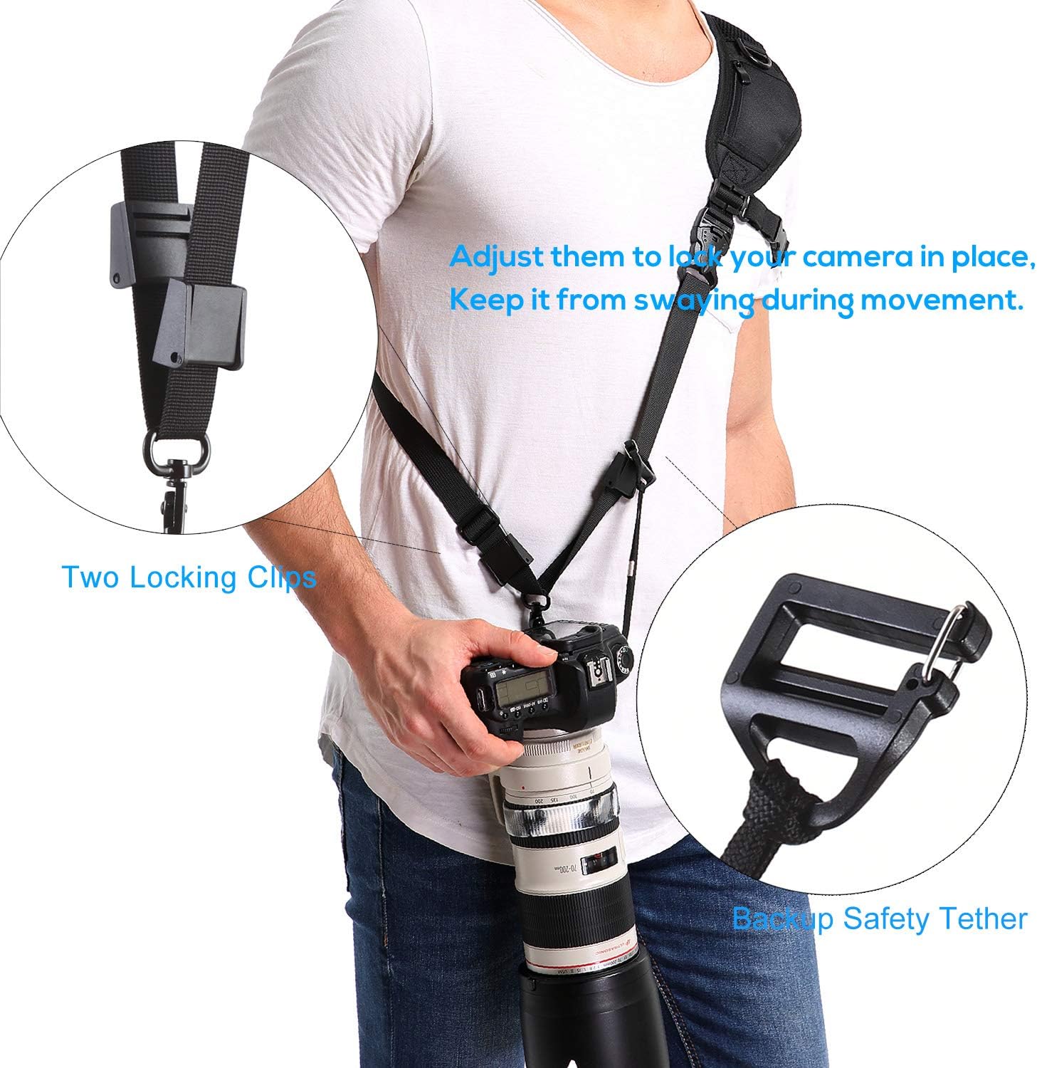 waka Camera Shoulder Strap, Anti - slip Over Shoulder Camera Sling Strap Quick Release with Safety Tether, Comfortable Camera Neck Strap for DSLR Camera - Amazing Gadgets Outlet