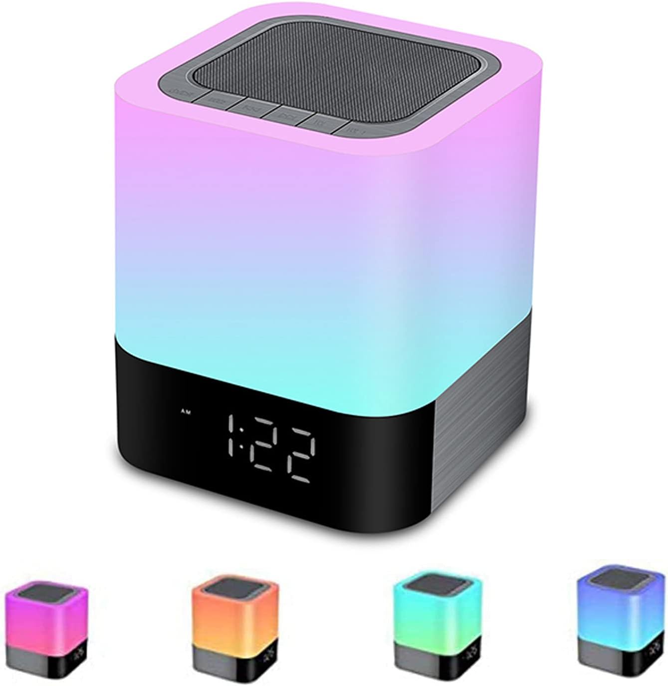 WamGra Wireless Bluetooth Speaker with Touch Control Bedside Lamp,Alarm Clock,MP3,Portable Smart LED Touch Sensor Table Lamp Dimmable RGB Multi - Color Changing Night Lights, All in 1 - Amazing Gadgets Outlet