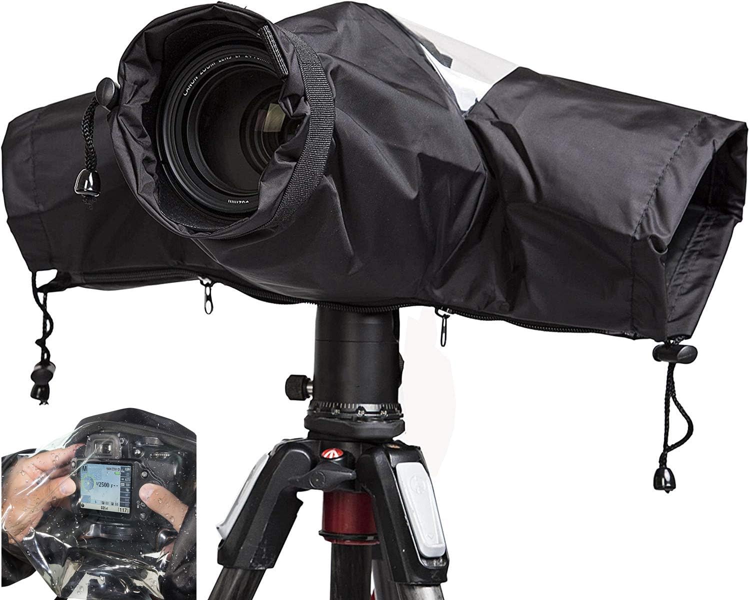 WANBY Waterproof Camera Rain Cover Professional Soft Black Camera Rain Covers for All DSLR SLR Cameras - Amazing Gadgets Outlet