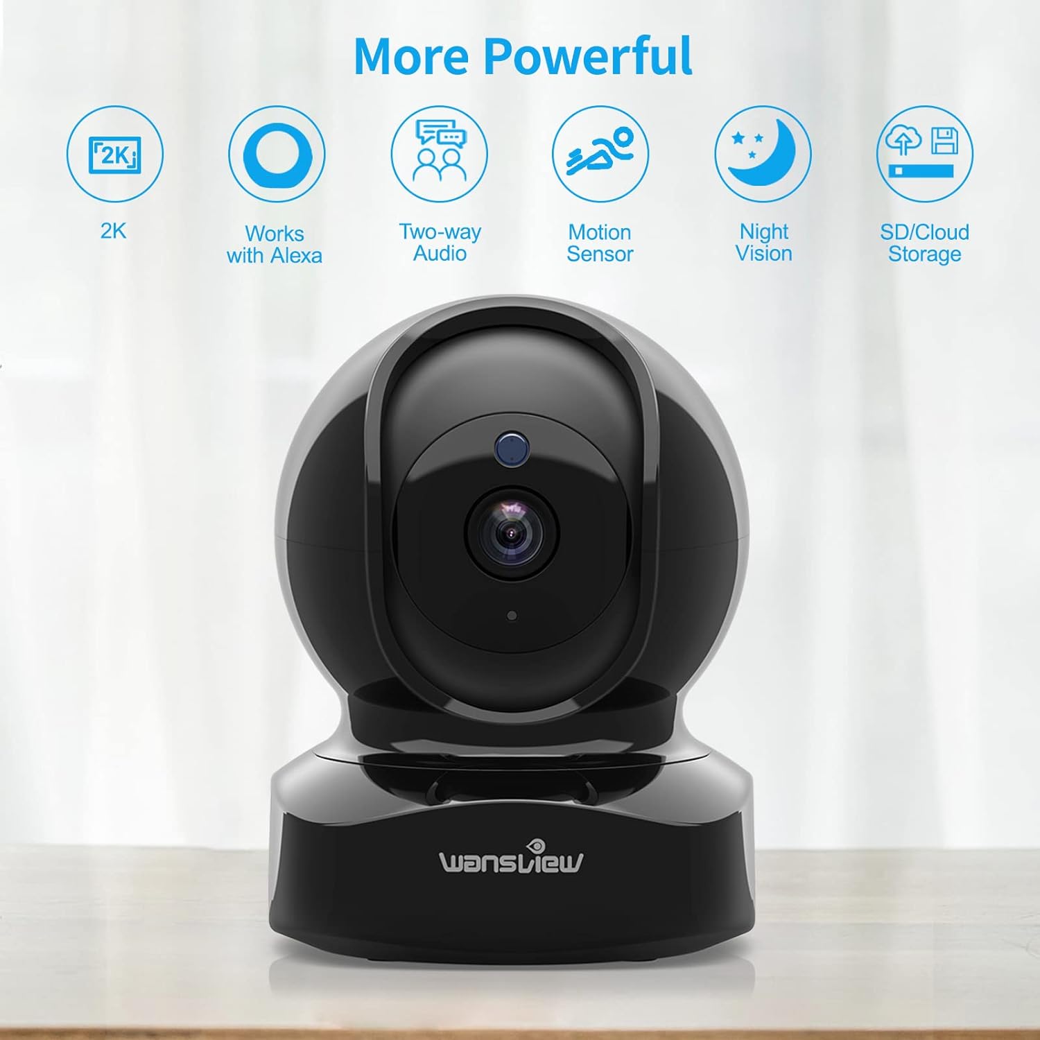 wansview WiFi IP Baby Camera, 2K Wireless Home Security Camera Q5 for Baby, Elder, Pet Camera Monitor with Real - time Alert, 2 - Way Audio Night Vision Pan Tilt Zoom, Works with Alexa (Black) - Amazing Gadgets Outlet